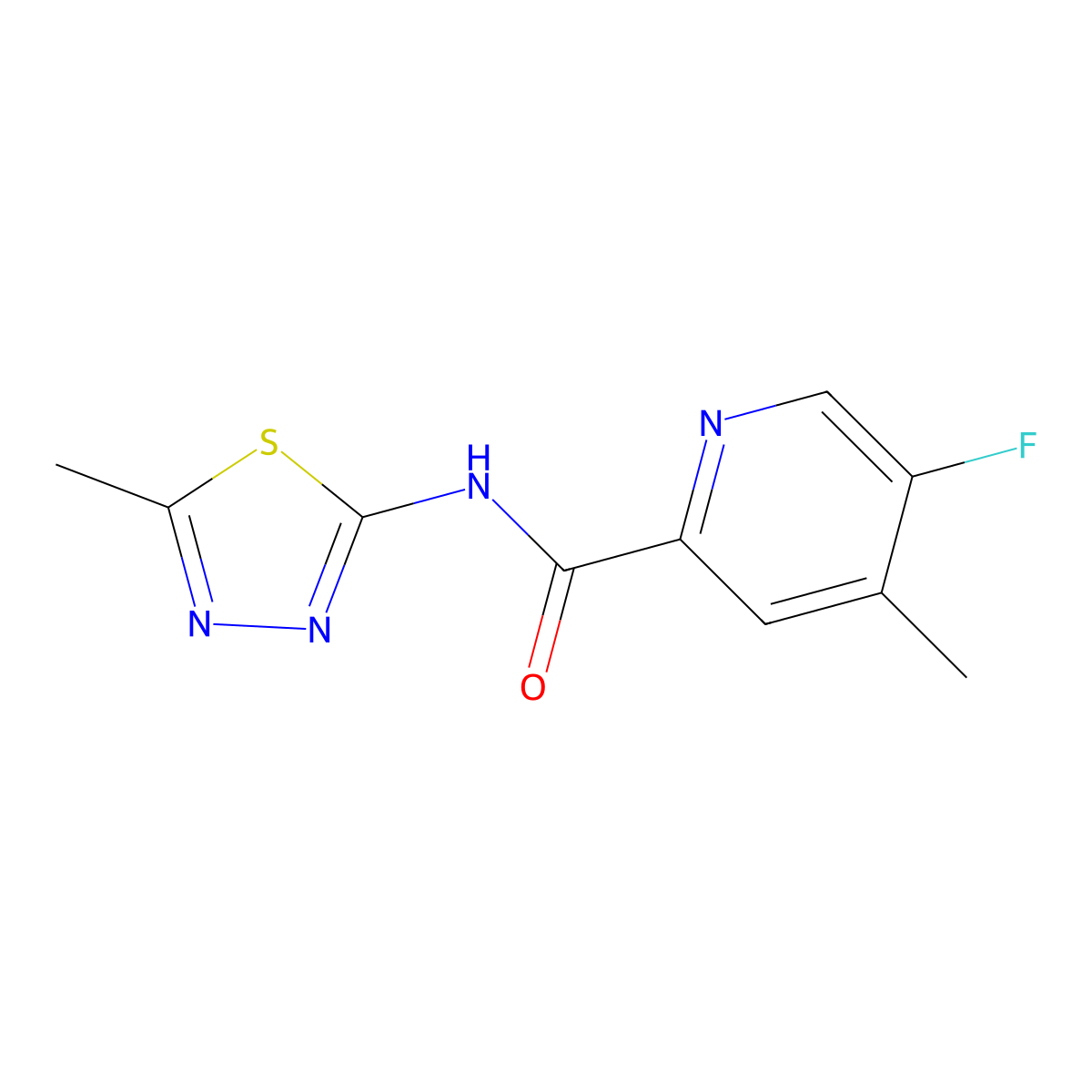 5-Fluoro-4-methyl-N-(5-methyl-1,3,4-thiadiazol-2-yl)pyridine-2-carboxamide molecular structure, CAS 2415620-62-9