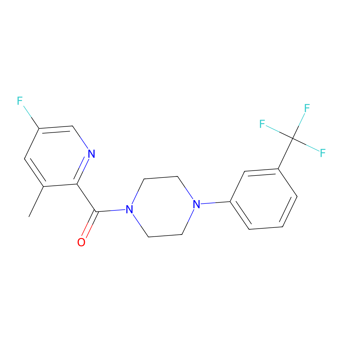 1-(5-Fluoro-3-methylpyridine-2-carbonyl)-4-[3-(trifluoromethyl)phenyl]piperazine molecular structure, CAS 2415620-71-0