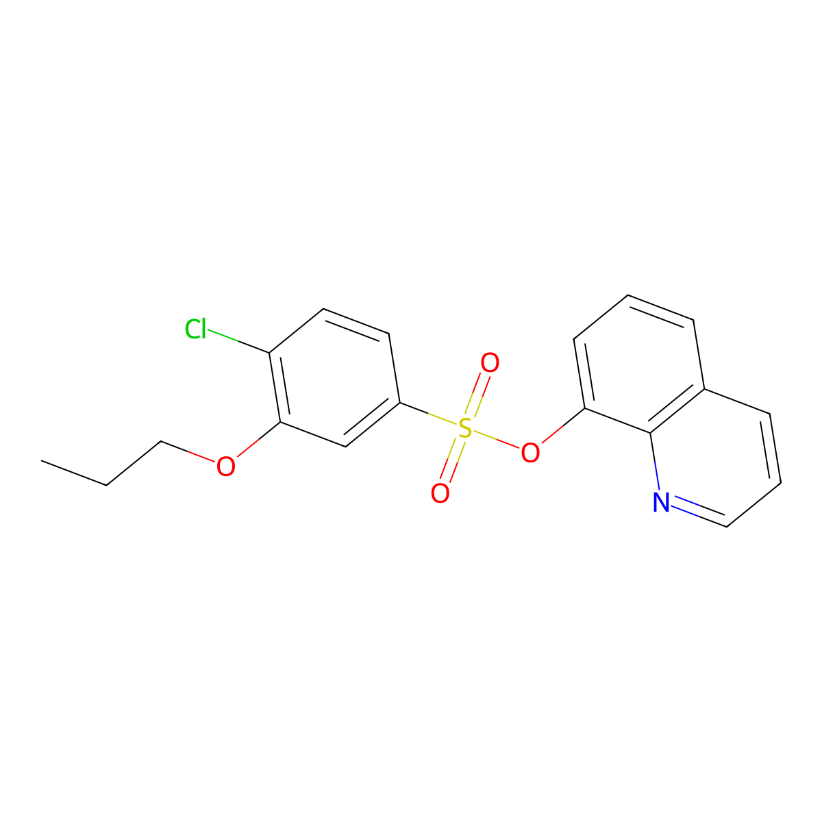 Quinolin-8-yl 4-chloro-3-propoxybenzene-1-sulfonate molecular structure, CAS 2415620-74-3