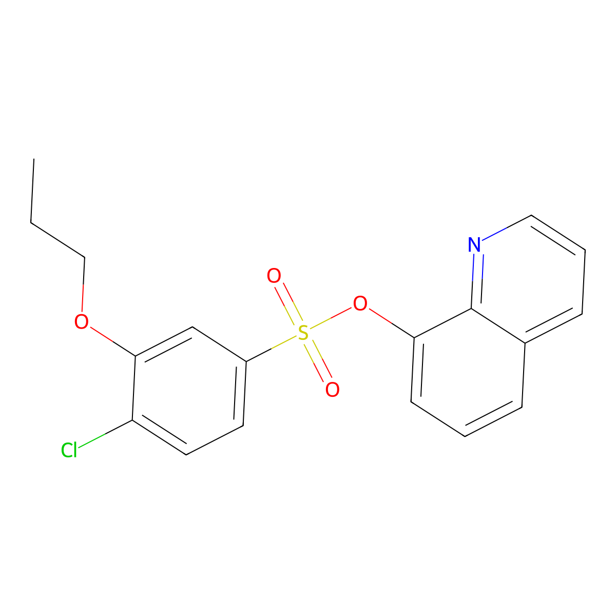 Quinolin-8-yl 4-chloro-3-propoxybenzene-1-sulfonate molecular structure, CAS 2415620-74-3