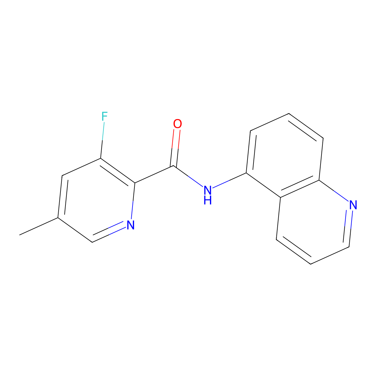 3-fluoro-5-methyl-N-(quinolin-5-yl)pyridine-2-carboxamide molecular structure, CAS 2415620-77-6