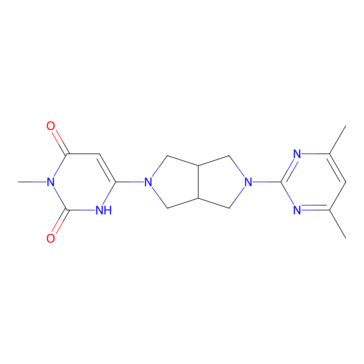 6-[5-(4,6-Dimethylpyrimidin-2-yl)-octahydropyrrolo[3,4-c]pyrrol-2-yl]-3-methyl-1,2,3,4-tetrahydropyrimidine-2,4-dione molecular structure, CAS 2415620-86-7