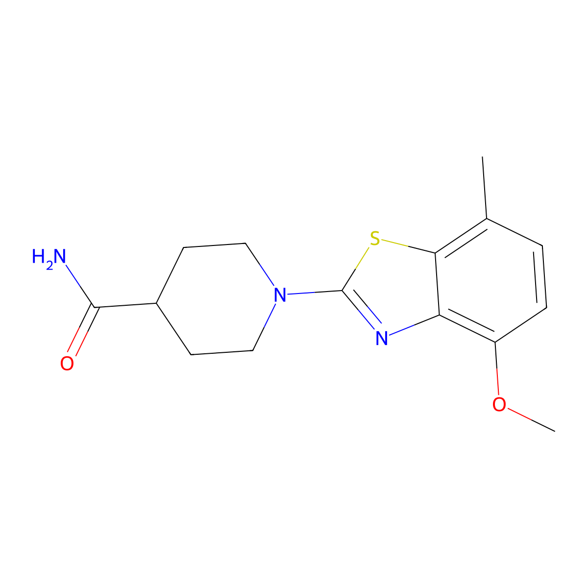 1-(4-Methoxy-7-methyl-1,3-benzothiazol-2-yl)piperidine-4-carboxamide molecular structure, CAS 2415620-89-0