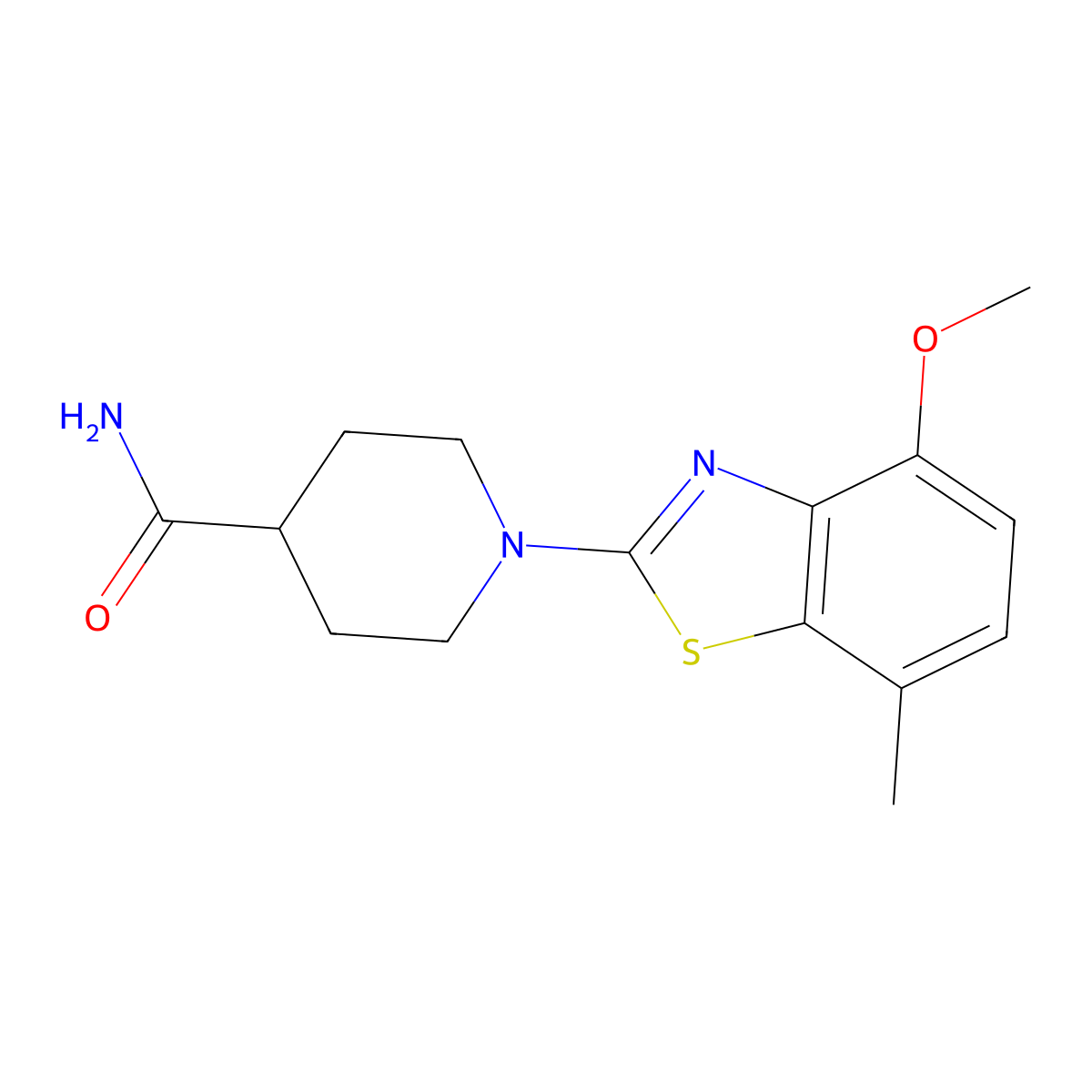 1-(4-Methoxy-7-methyl-1,3-benzothiazol-2-yl)piperidine-4-carboxamide molecular structure, CAS 2415620-89-0