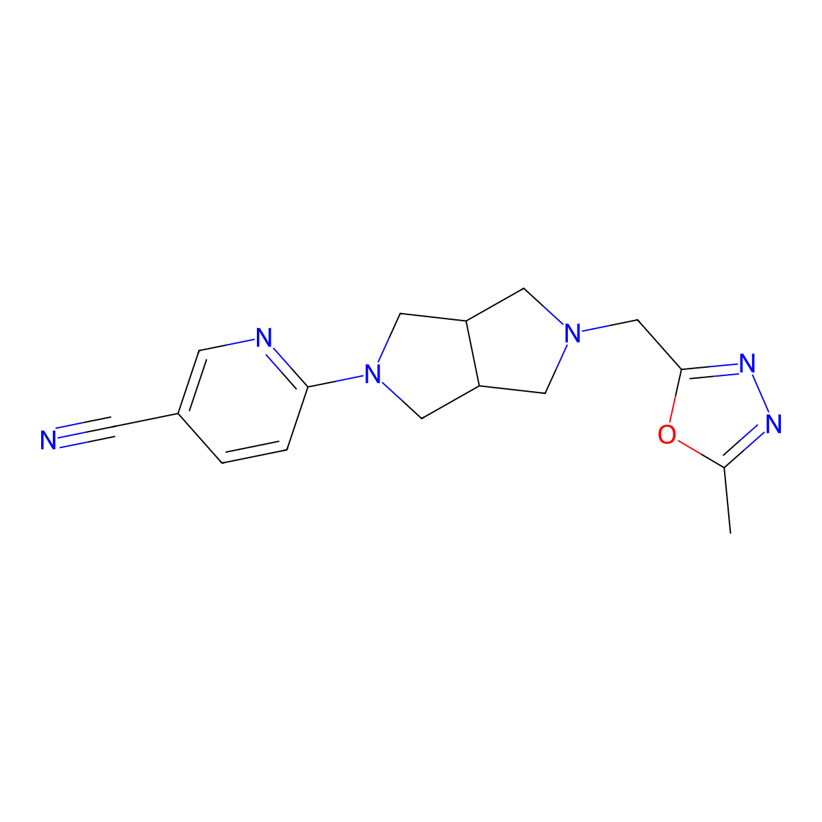 6-{5-[(5-Methyl-1,3,4-oxadiazol-2-yl)methyl]-octahydropyrrolo[3,4-c]pyrrol-2-yl}pyridine-3-carbonitrile molecular structure, CAS 2415620-94-7