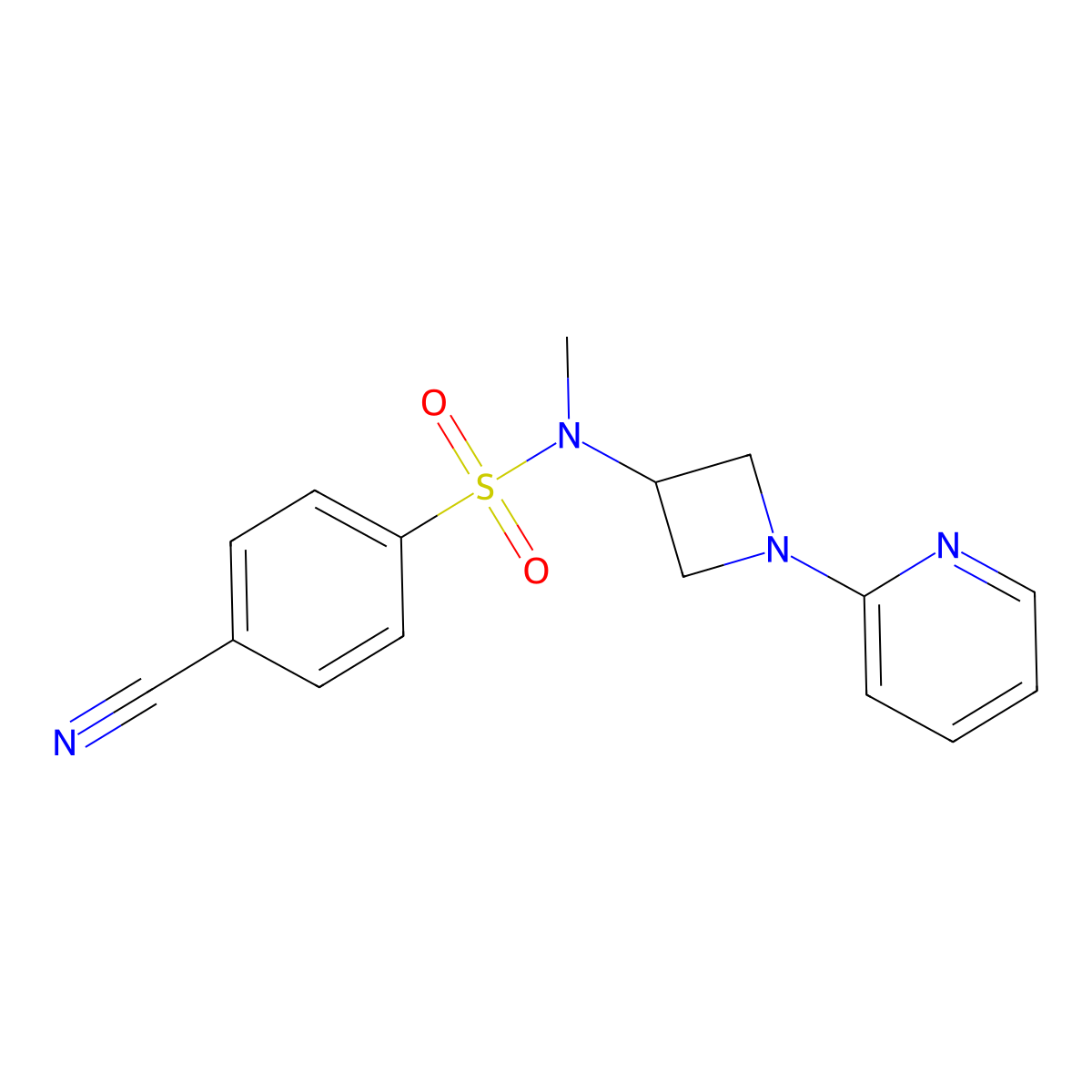 4-cyano-N-methyl-N-[1-(pyridin-2-yl)azetidin-3-yl]benzene-1-sulfonamide molecular structure, CAS 2415620-99-2