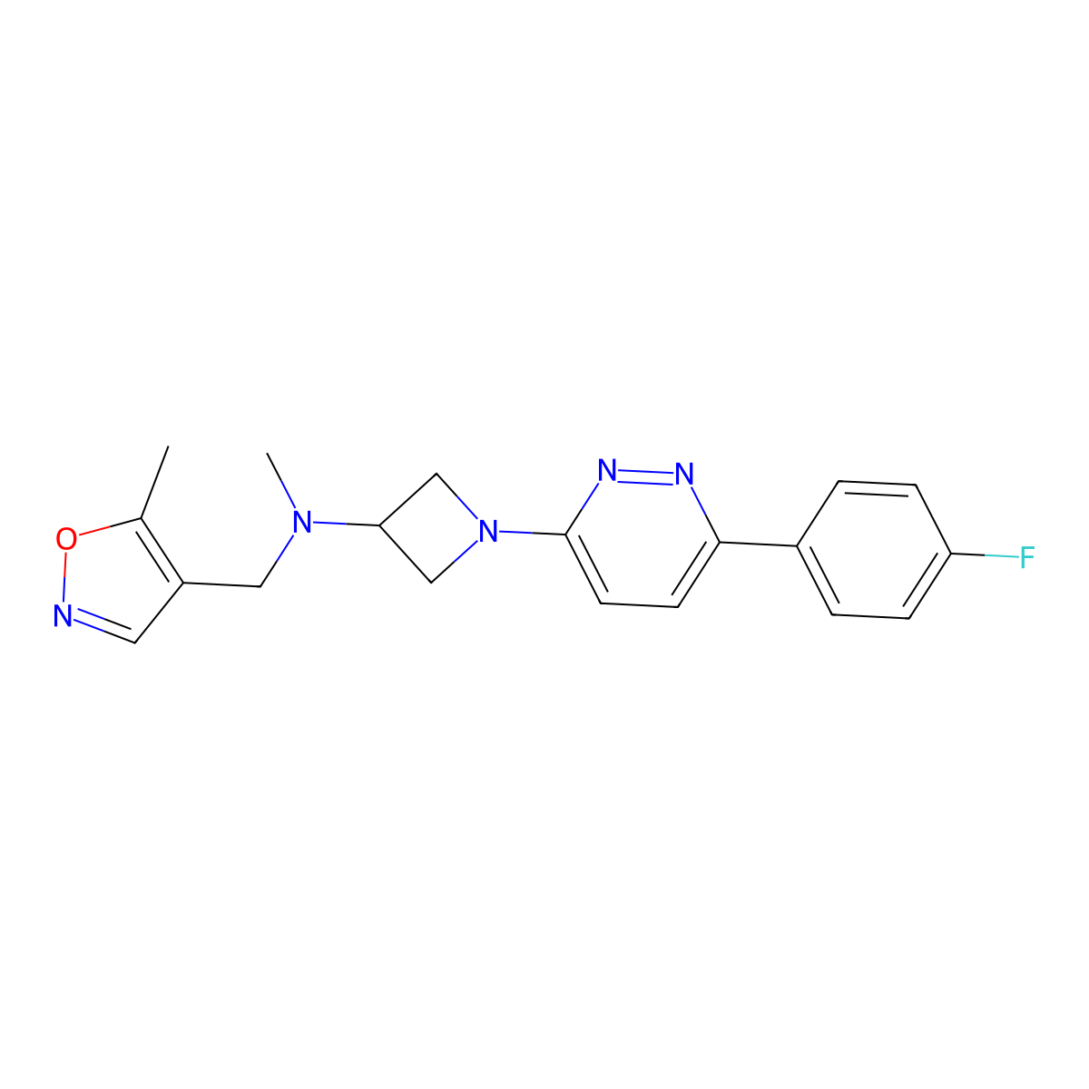 1-[6-(4-Fluorophenyl)pyridazin-3-yl]-N-methyl-N-[(5-methyl-1,2-oxazol-4-yl)methyl]azetidin-3-amine molecular structure, CAS 2415621-03-1