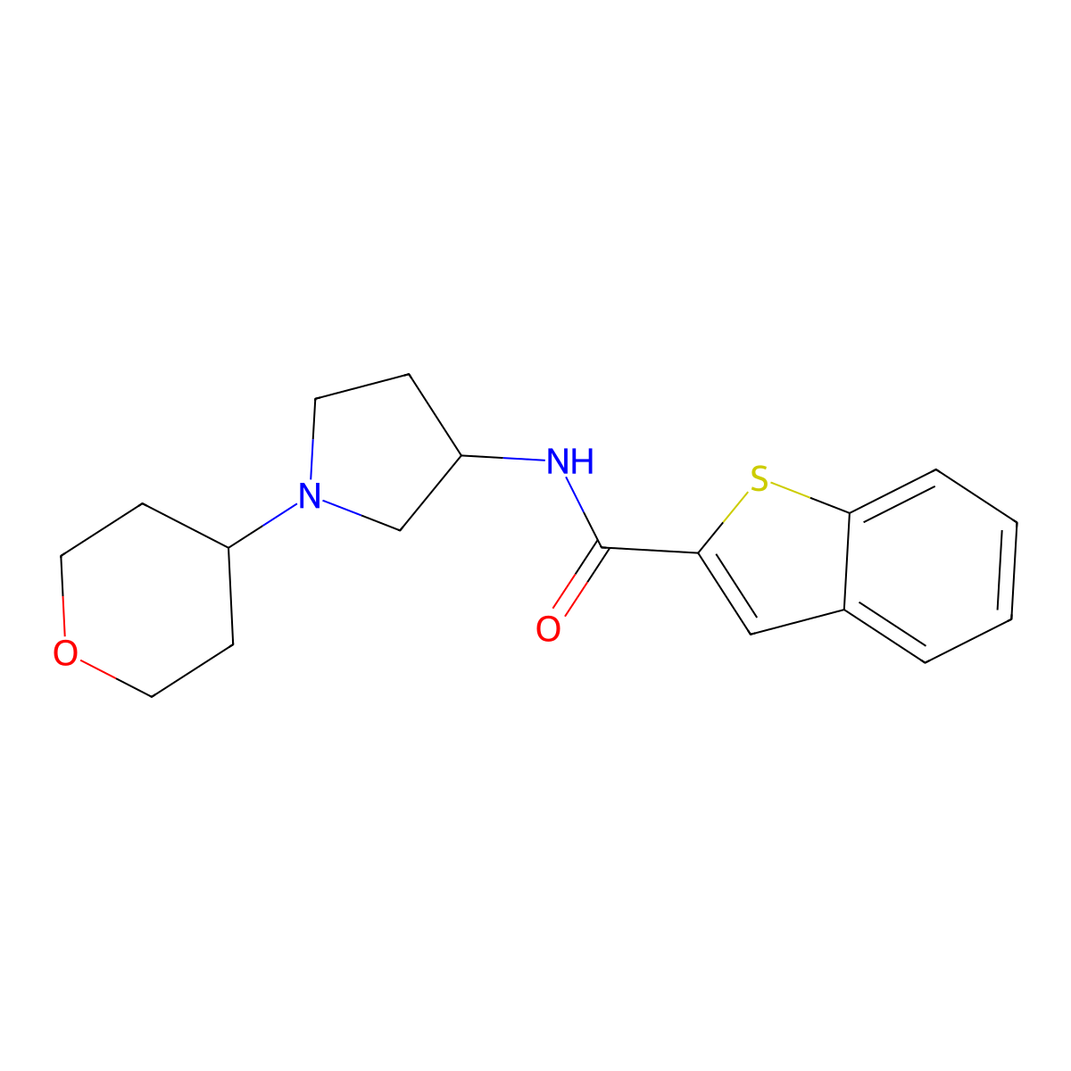 N-[1-(Oxan-4-yl)pyrrolidin-3-yl]-1-benzothiophene-2-carboxamide molecular structure, CAS 2415621-10-0