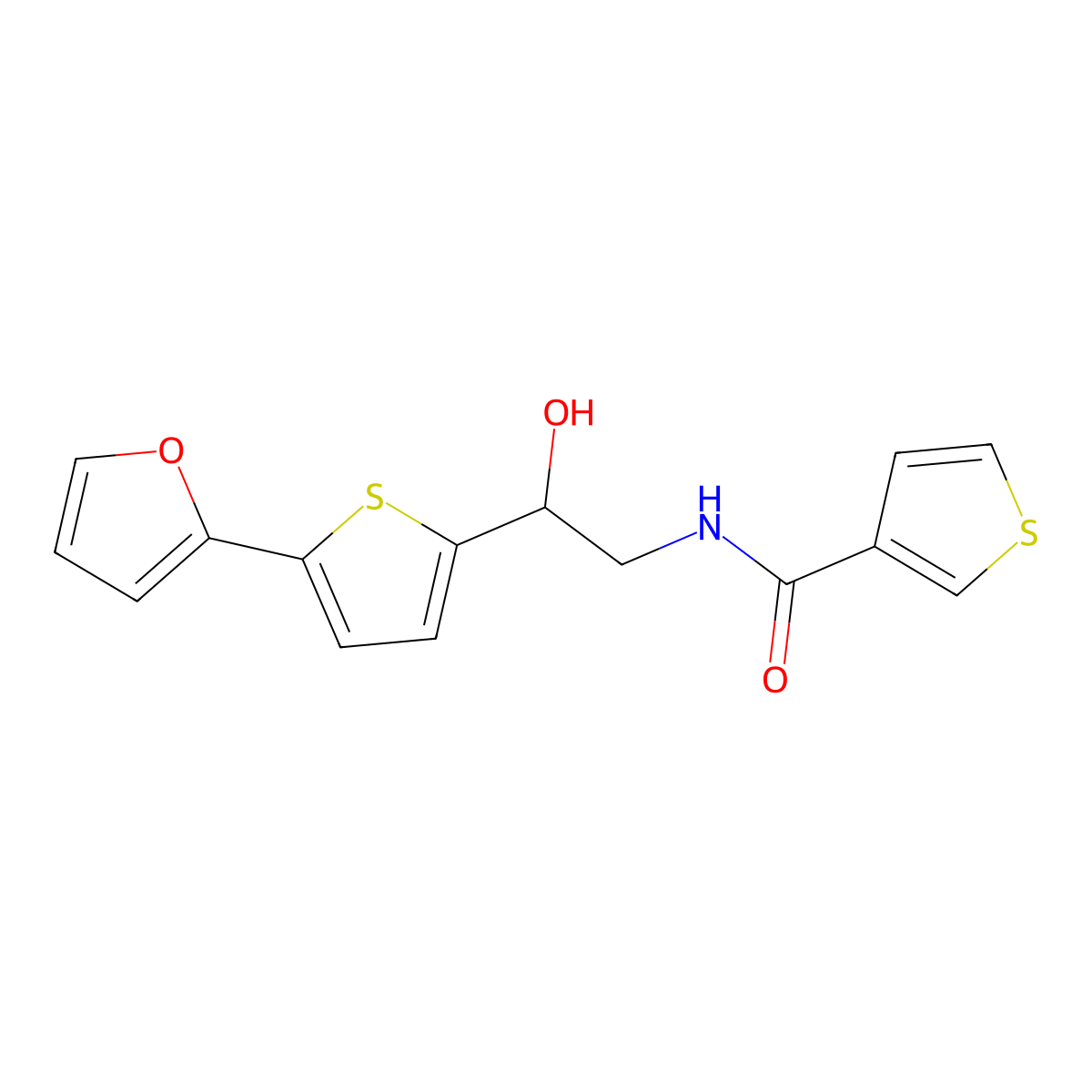 N-{2-[5-(furan-2-yl)thiophen-2-yl]-2-hydroxyethyl}thiophene-3-carboxamide molecular structure, CAS 2415621-13-3
