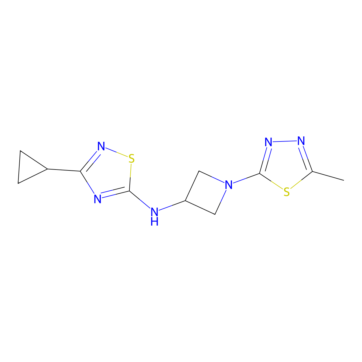3-Cyclopropyl-N-[1-(5-methyl-1,3,4-thiadiazol-2-yl)azetidin-3-yl]-1,2,4-thiadiazol-5-amine molecular structure, CAS 2415621-23-5