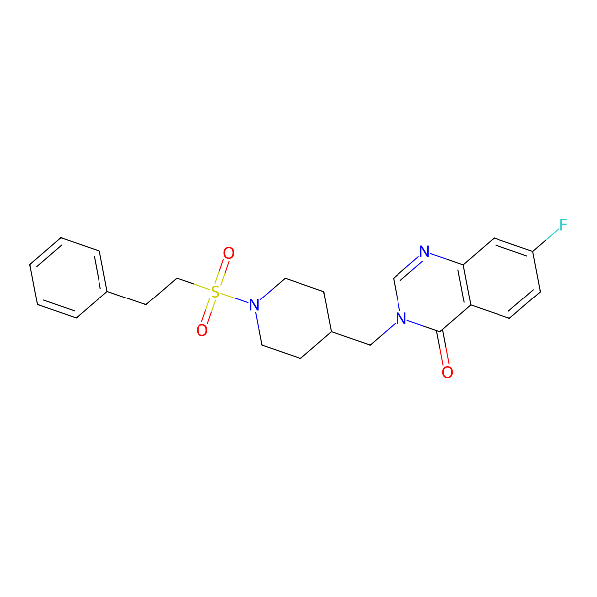 7-Fluoro-3-[[1-(2-phenylethylsulfonyl)piperidin-4-yl]methyl]quinazolin-4-one molecular structure, CAS 2415621-26-8