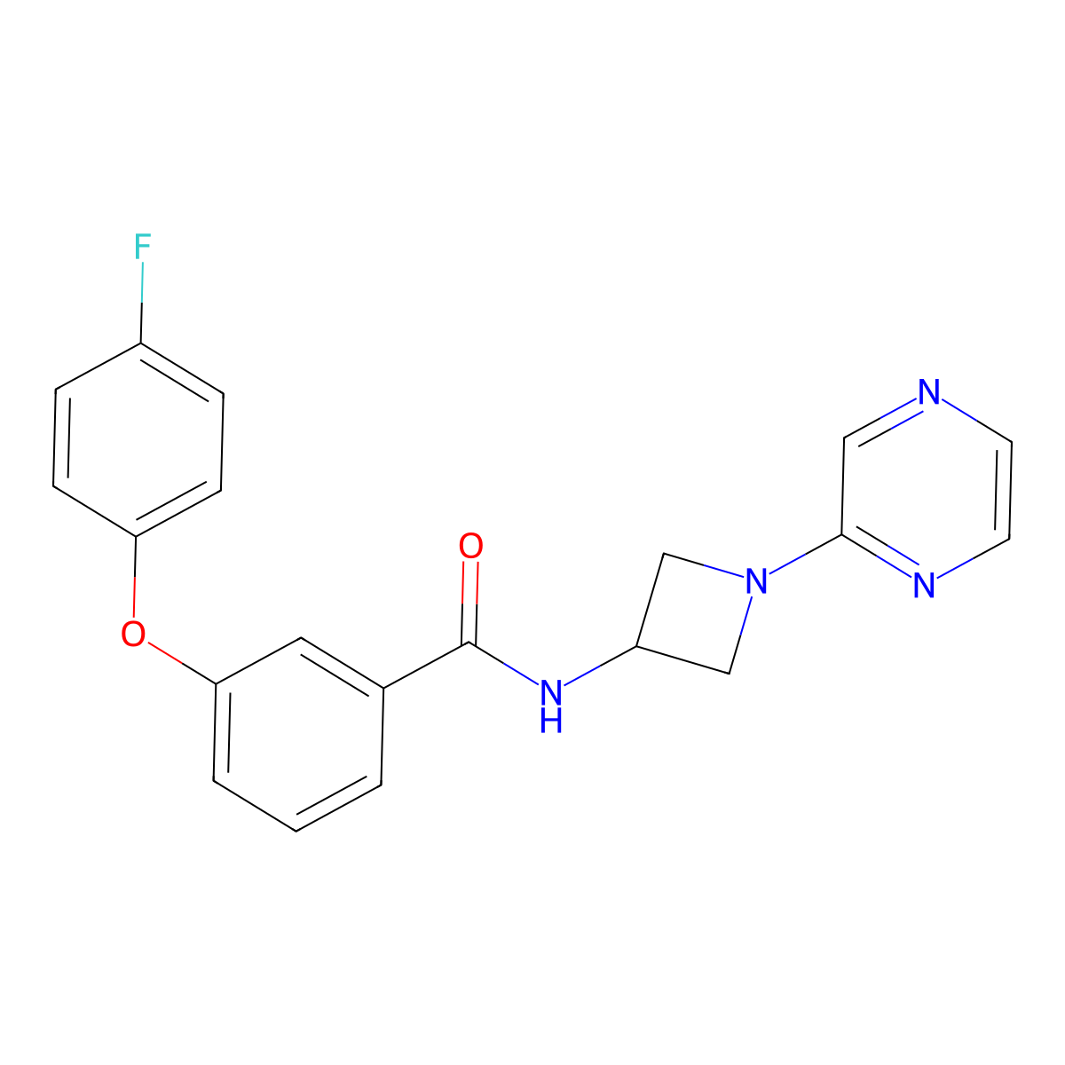 3-(4-fluorophenoxy)-N-[1-(pyrazin-2-yl)azetidin-3-yl]benzamide molecular structure, CAS 2415621-28-0