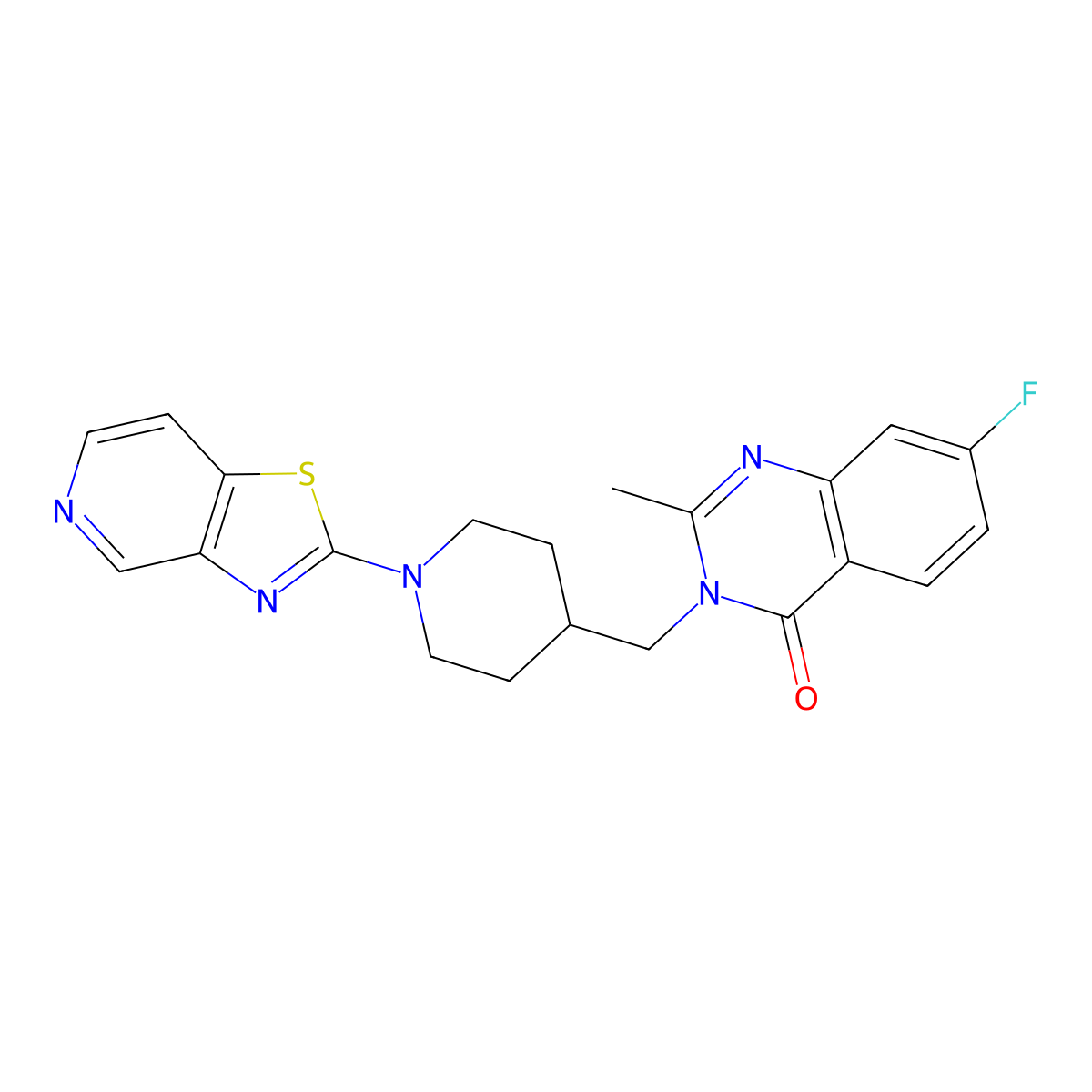 7-Fluoro-2-methyl-3-[[1-([1,3]thiazolo[4,5-c]pyridin-2-yl)piperidin-4-yl]methyl]quinazolin-4-one molecular structure, CAS 2415621-34-8