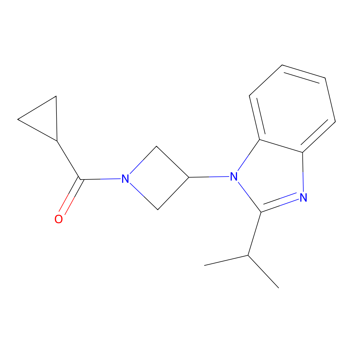 1-(1-cyclopropanecarbonylazetidin-3-yl)-2-(propan-2-yl)-1H-1,3-benzodiazole molecular structure, CAS 2415621-39-3