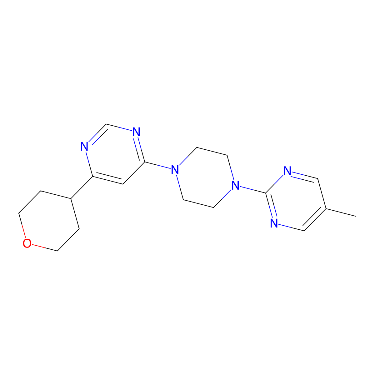 4-[4-(5-Methylpyrimidin-2-yl)piperazin-1-yl]-6-(oxan-4-yl)pyrimidine molecular structure, CAS 2415621-46-2