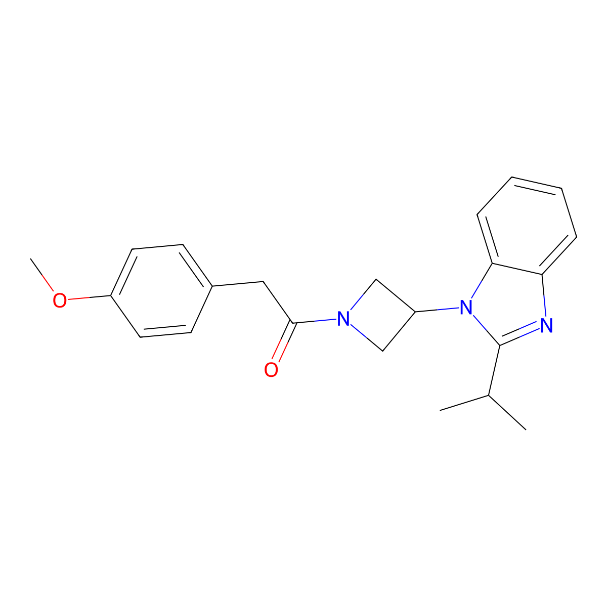 2-(4-methoxyphenyl)-1-{3-[2-(propan-2-yl)-1H-1,3-benzodiazol-1-yl]azetidin-1-yl}ethan-1-one molecular structure, CAS 2415621-63-3