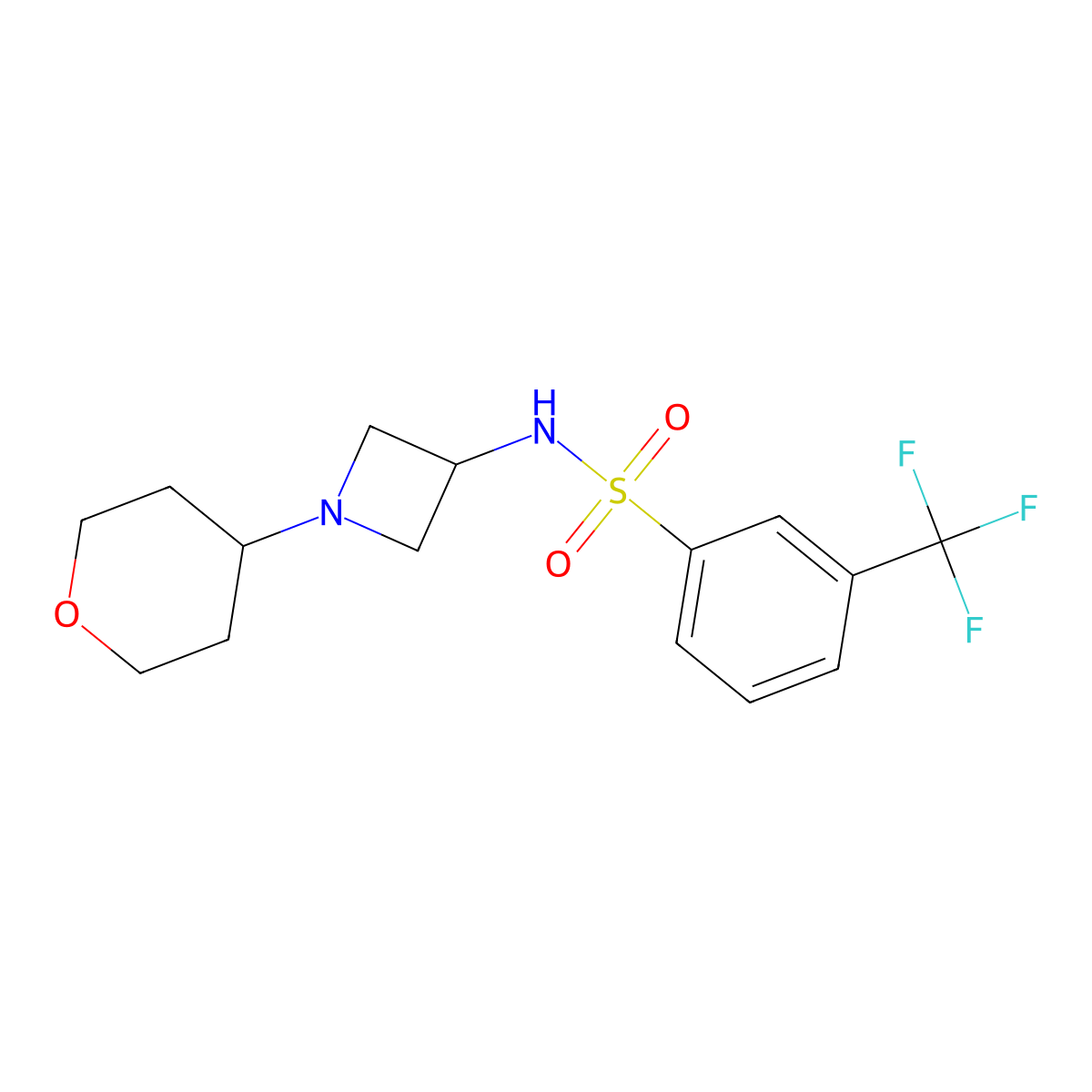 N-[1-(oxan-4-yl)azetidin-3-yl]-3-(trifluoromethyl)benzene-1-sulfonamide molecular structure, CAS 2415621-67-7