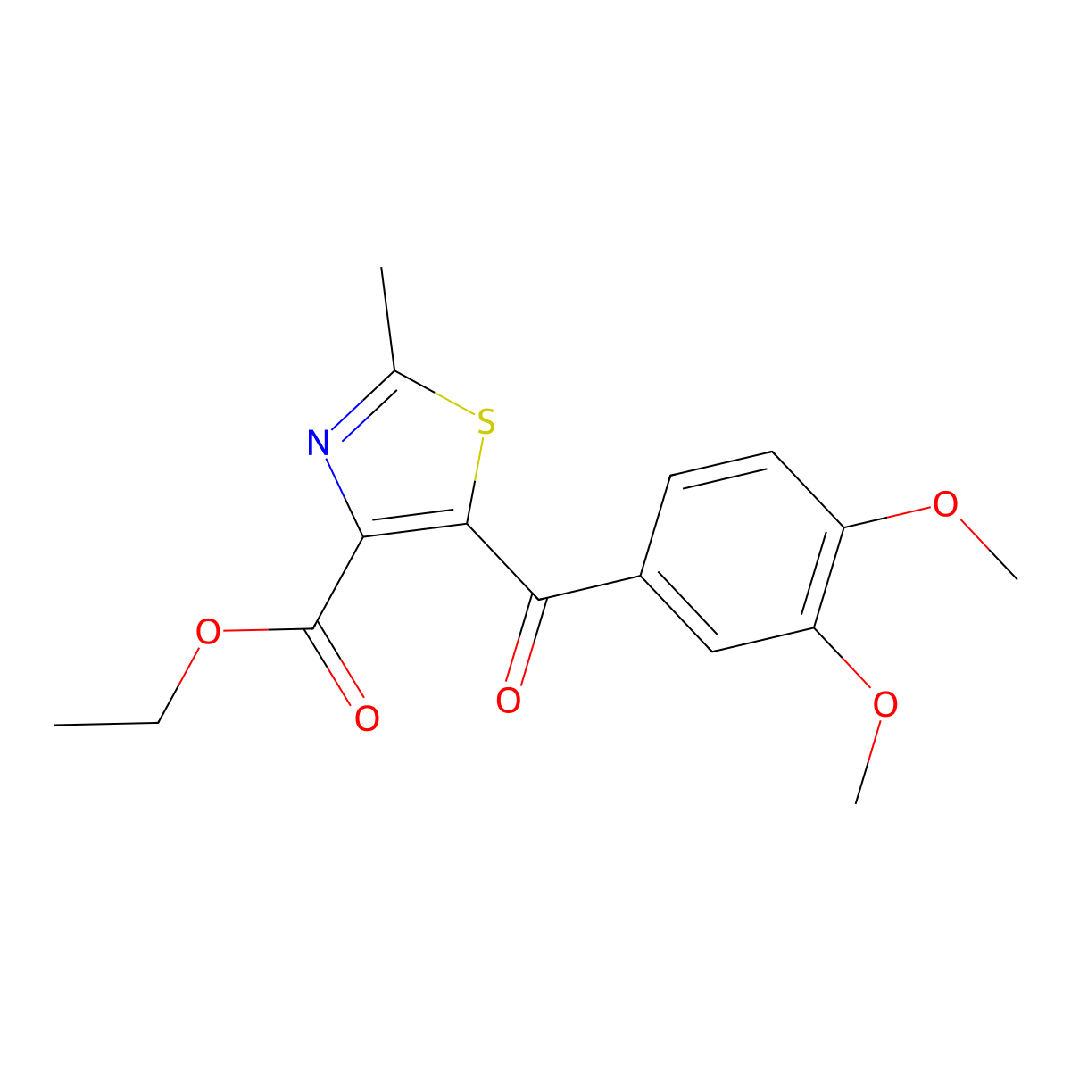 Ethyl 5-(3,4-dimethoxybenzoyl)-2-methyl-1,3-thiazole-4-carboxylate molecular structure, CAS 2415621-72-4
