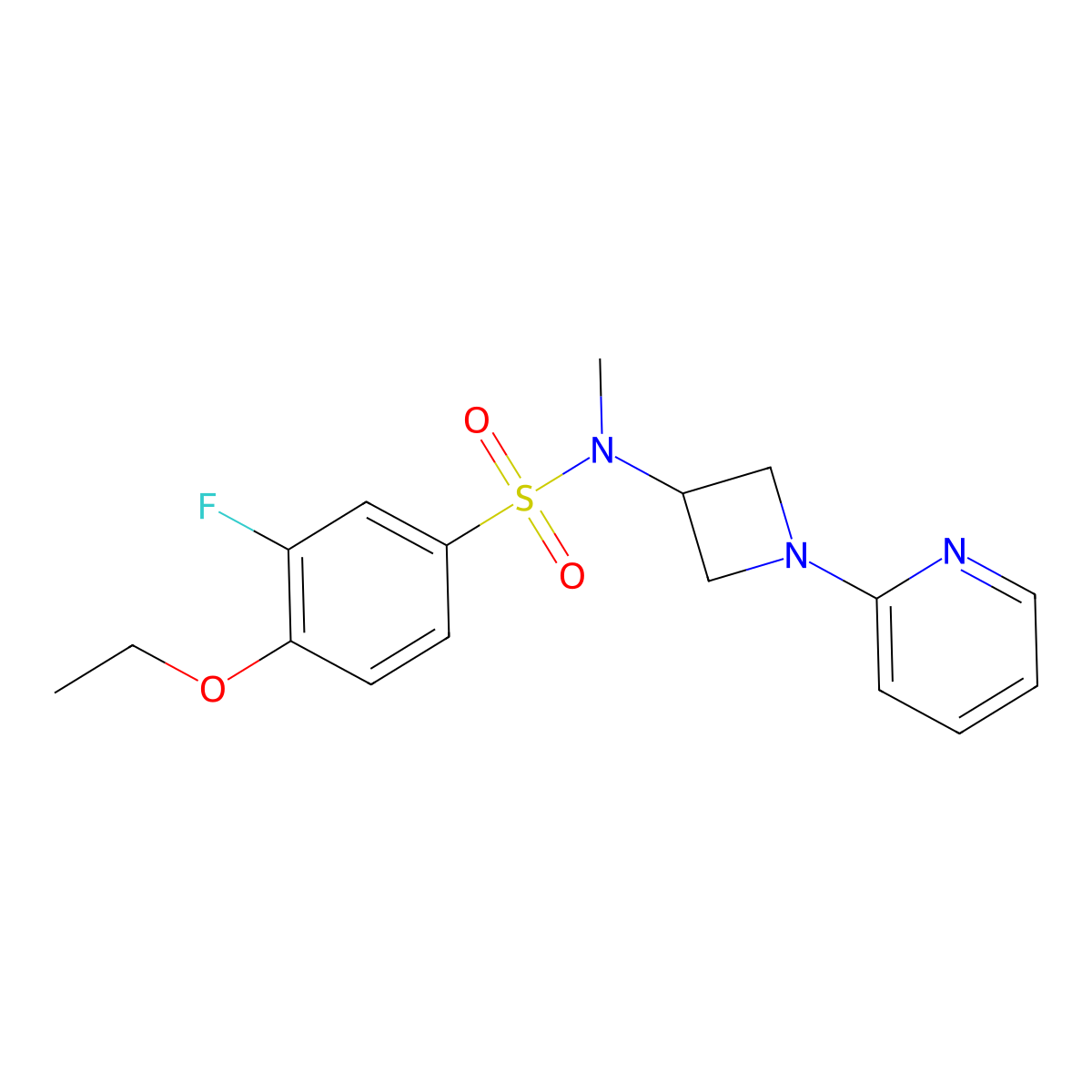 4-ethoxy-3-fluoro-N-methyl-N-[1-(pyridin-2-yl)azetidin-3-yl]benzene-1-sulfonamide molecular structure, CAS 2415621-74-6