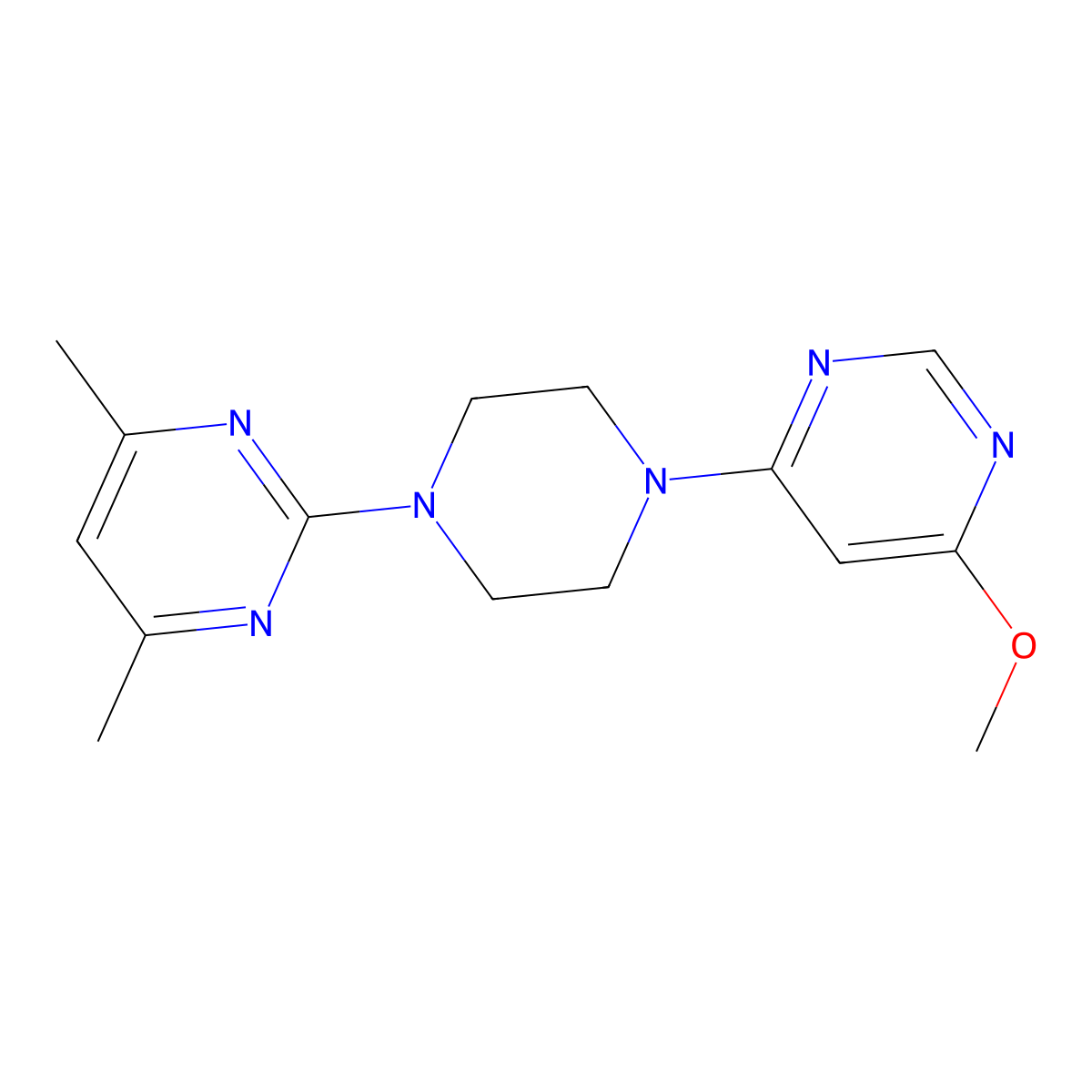 2-[4-(6-Methoxypyrimidin-4-yl)piperazin-1-yl]-4,6-dimethylpyrimidine molecular structure, CAS 2415621-75-7