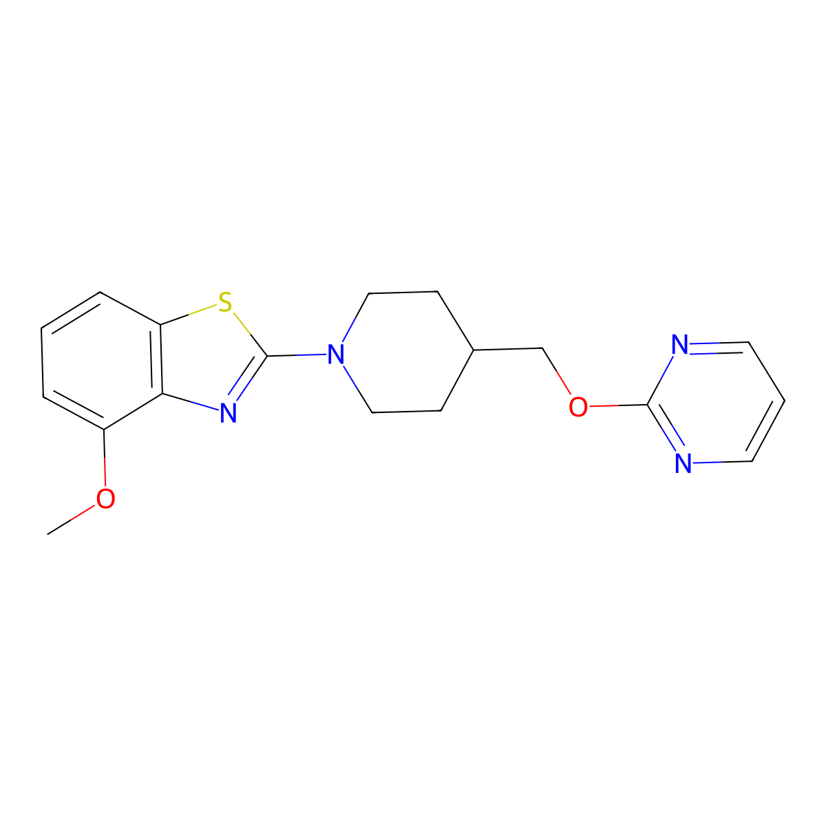 4-Methoxy-2-{4-[(pyrimidin-2-yloxy)methyl]piperidin-1-yl}-1,3-benzothiazole molecular structure, CAS 2415621-76-8