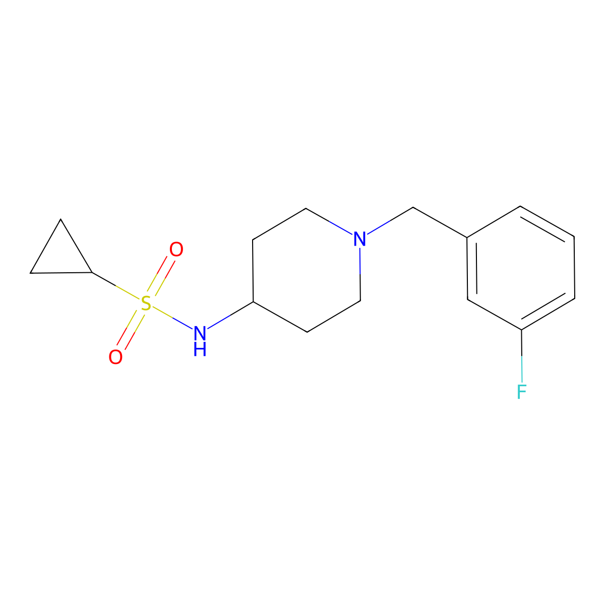 N-{1-[(3-fluorophenyl)methyl]piperidin-4-yl}cyclopropanesulfonamide molecular structure, CAS 2415621-77-9