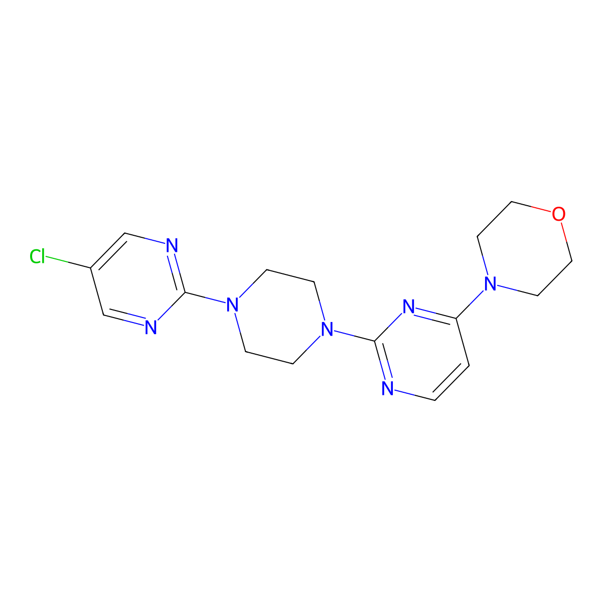 4-{2-[4-(5-Chloropyrimidin-2-yl)piperazin-1-yl]pyrimidin-4-yl}morpholine molecular structure, CAS 2415621-83-7