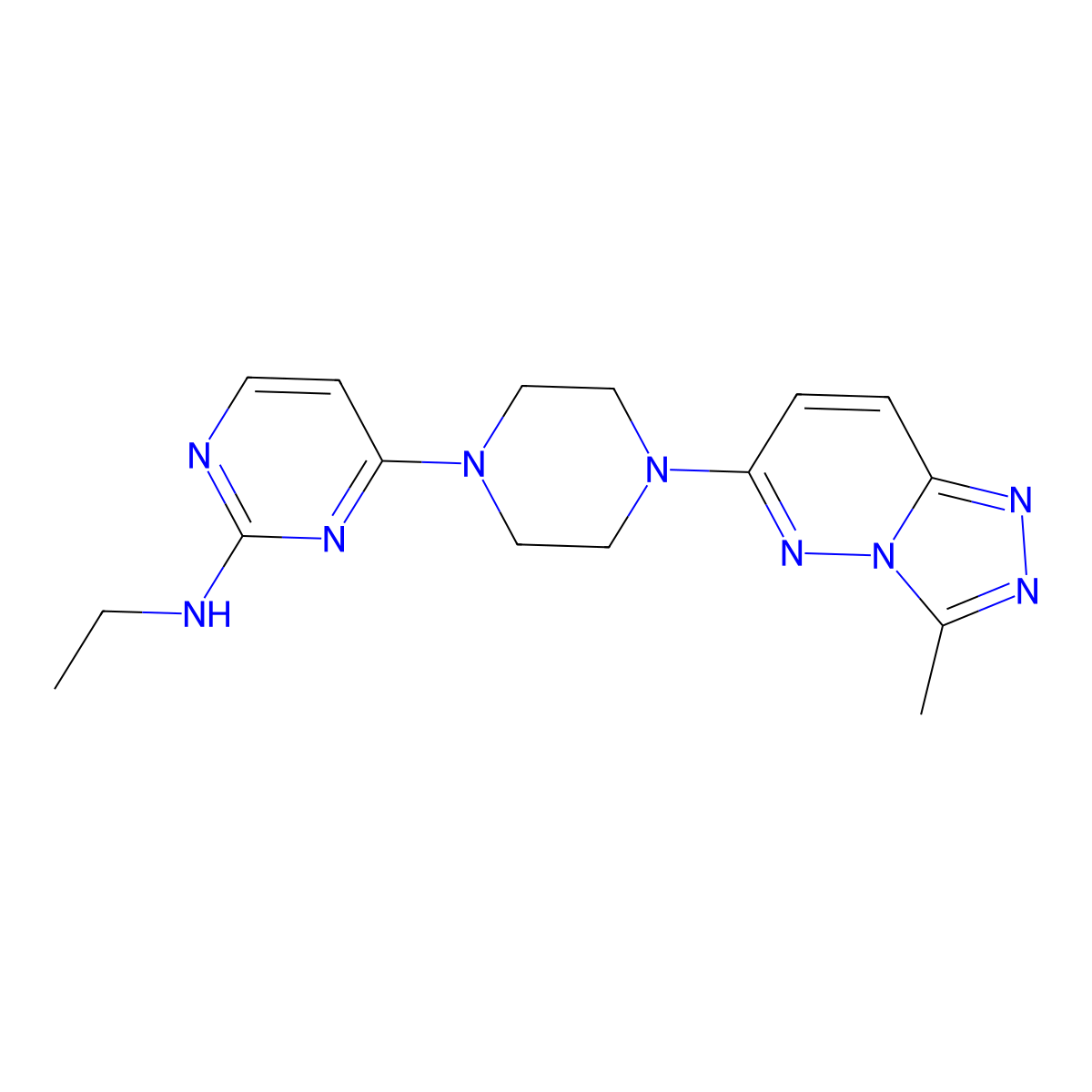 N-ethyl-4-(4-{3-methyl-[1,2,4]triazolo[4,3-b]pyridazin-6-yl}piperazin-1-yl)pyrimidin-2-amine molecular structure, CAS 2415621-85-9