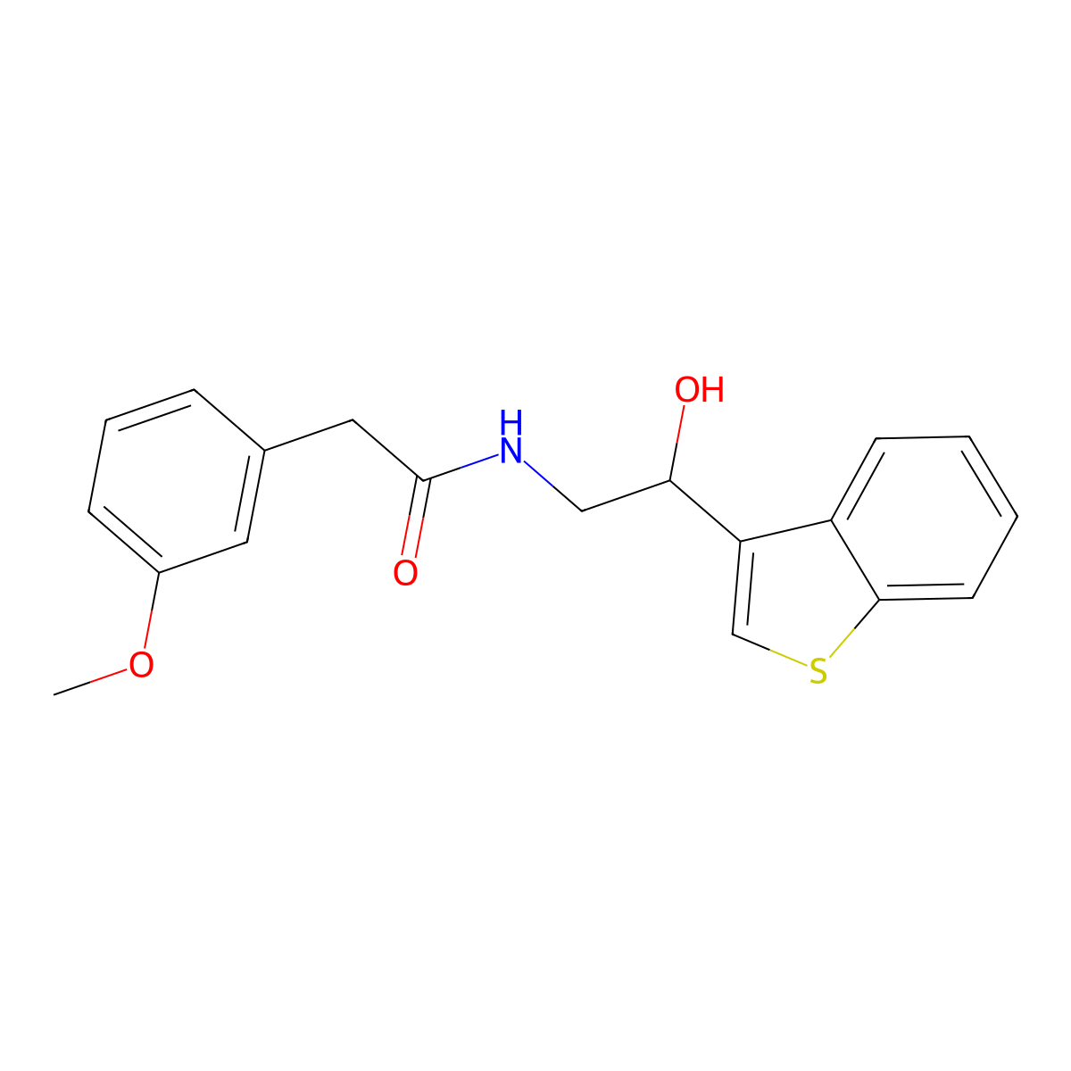 N-[2-(1-benzothiophen-3-yl)-2-hydroxyethyl]-2-(3-methoxyphenyl)acetamide molecular structure, CAS 2415621-87-1
