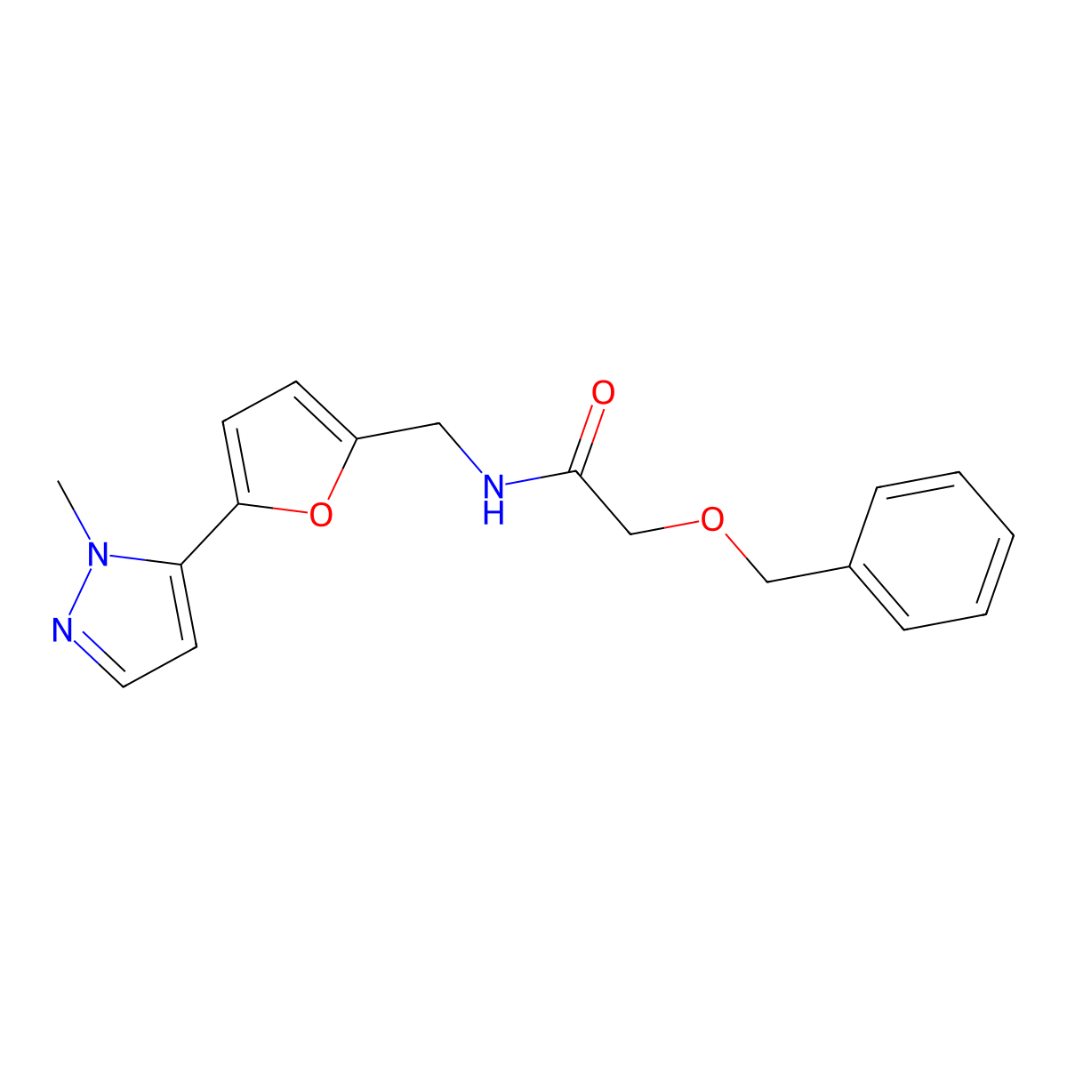 2-(benzyloxy)-N-{[5-(1-methyl-1H-pyrazol-5-yl)furan-2-yl]methyl}acetamide molecular structure, CAS 2415621-95-1
