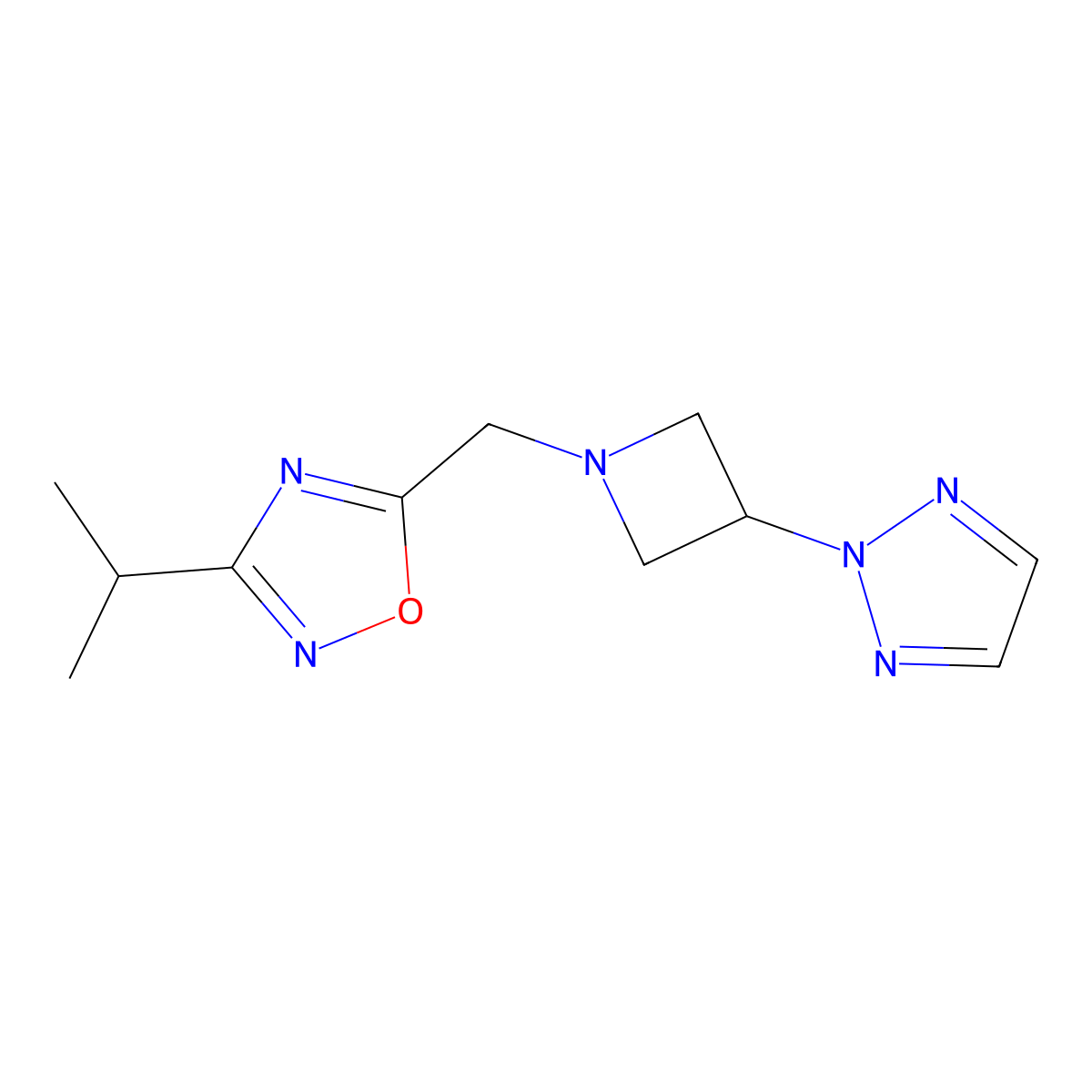 3-(propan-2-yl)-5-{[3-(2H-1,2,3-triazol-2-yl)azetidin-1-yl]methyl}-1,2,4-oxadiazole molecular structure, CAS 2415622-03-4