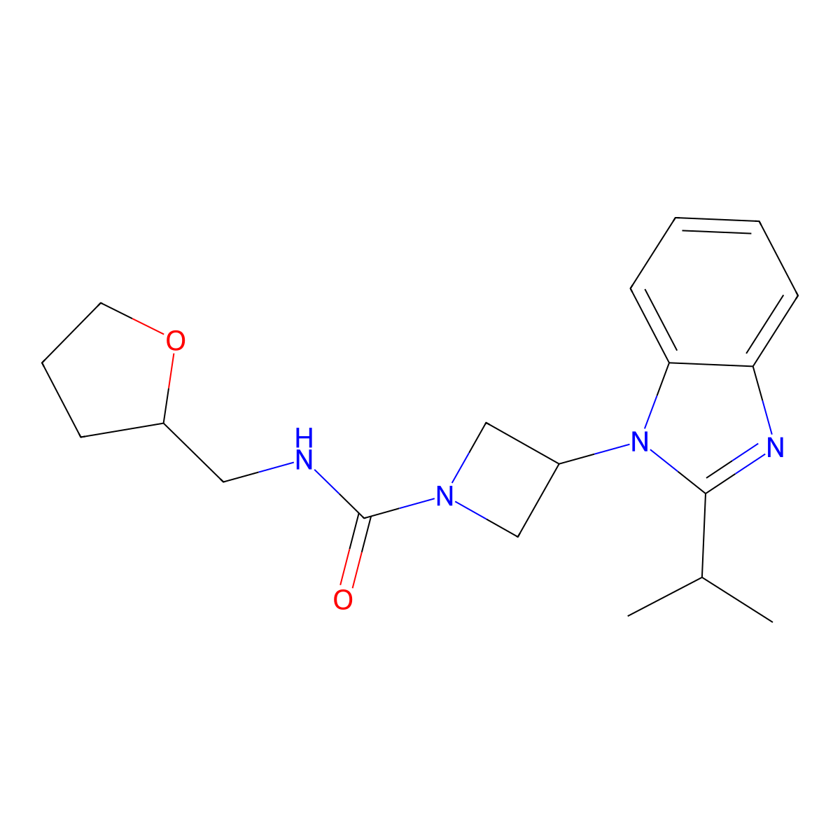 N-[(oxolan-2-yl)methyl]-3-[2-(propan-2-yl)-1H-1,3-benzodiazol-1-yl]azetidine-1-carboxamide molecular structure, CAS 2415622-10-3