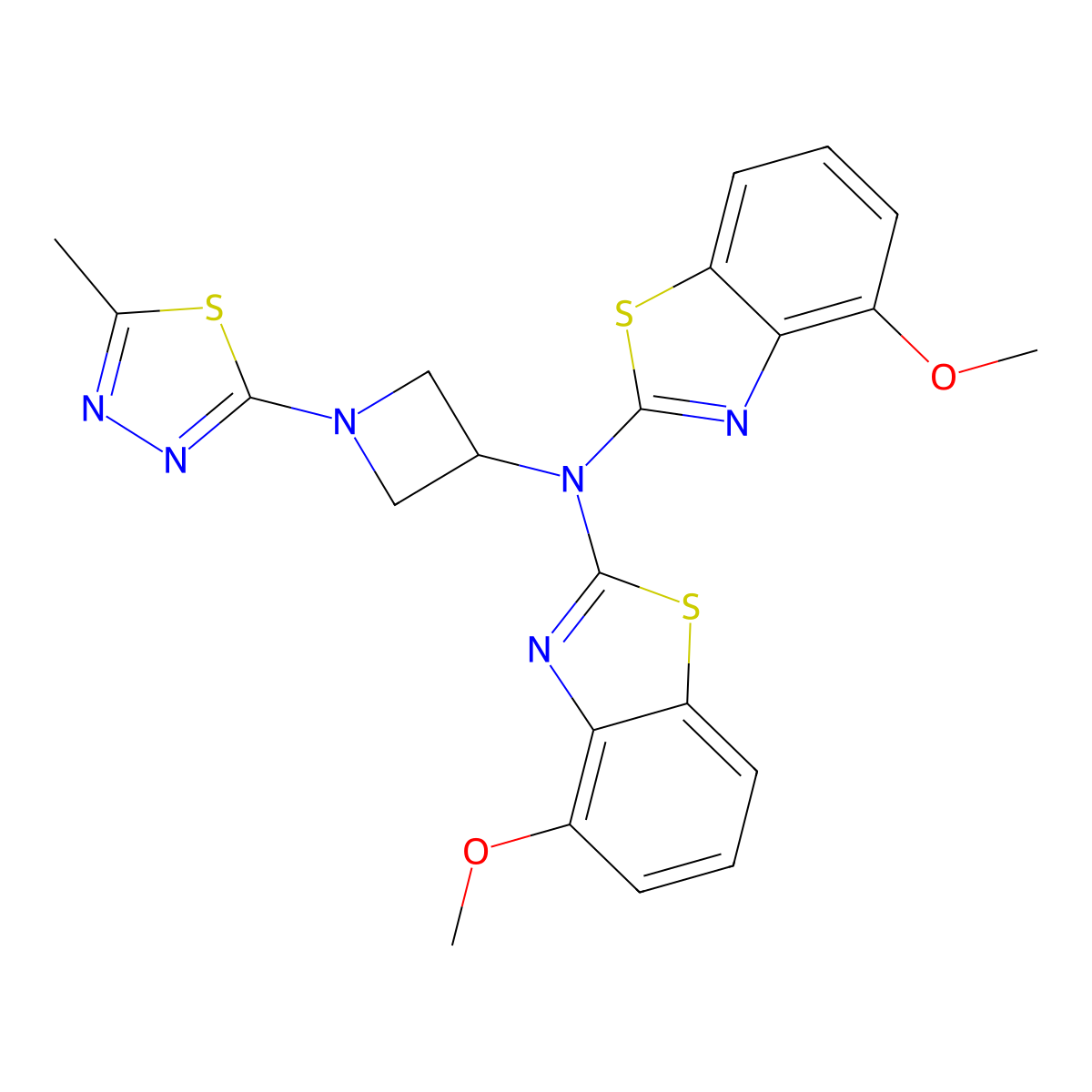 4-methoxy-N-(4-methoxy-1,3-benzothiazol-2-yl)-N-[1-(5-methyl-1,3,4-thiadiazol-2-yl)azetidin-3-yl]-1,3-benzothiazol-2-amine molecular structure, CAS 2415622-14-7