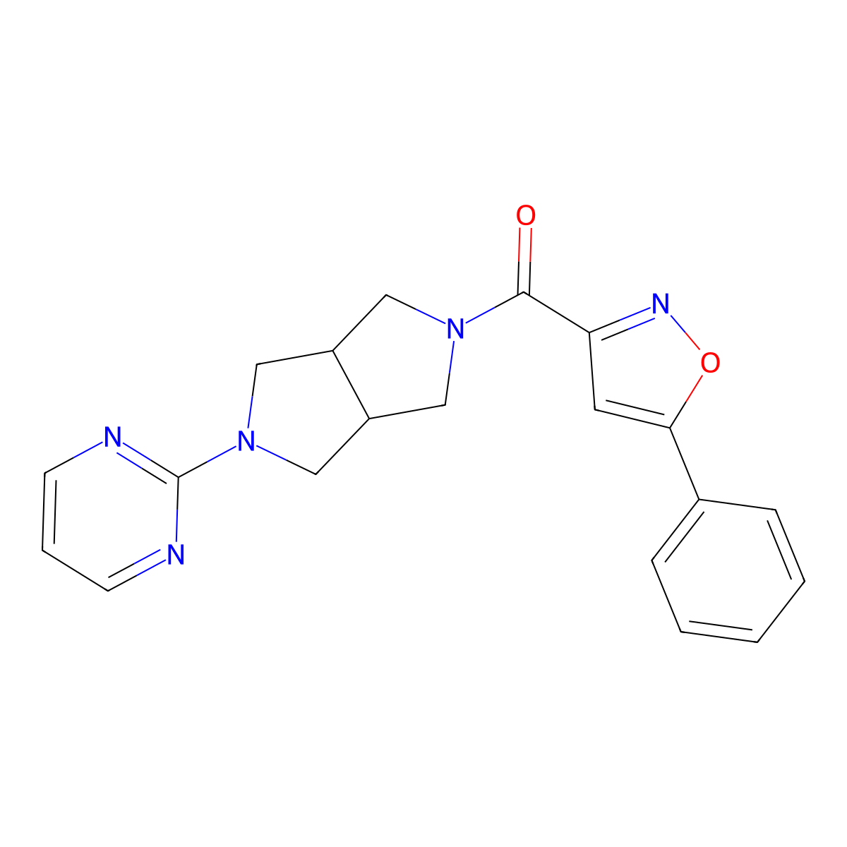 2-[5-(5-Phenyl-1,2-oxazole-3-carbonyl)-octahydropyrrolo[3,4-c]pyrrol-2-yl]pyrimidine molecular structure, CAS 2415622-19-2