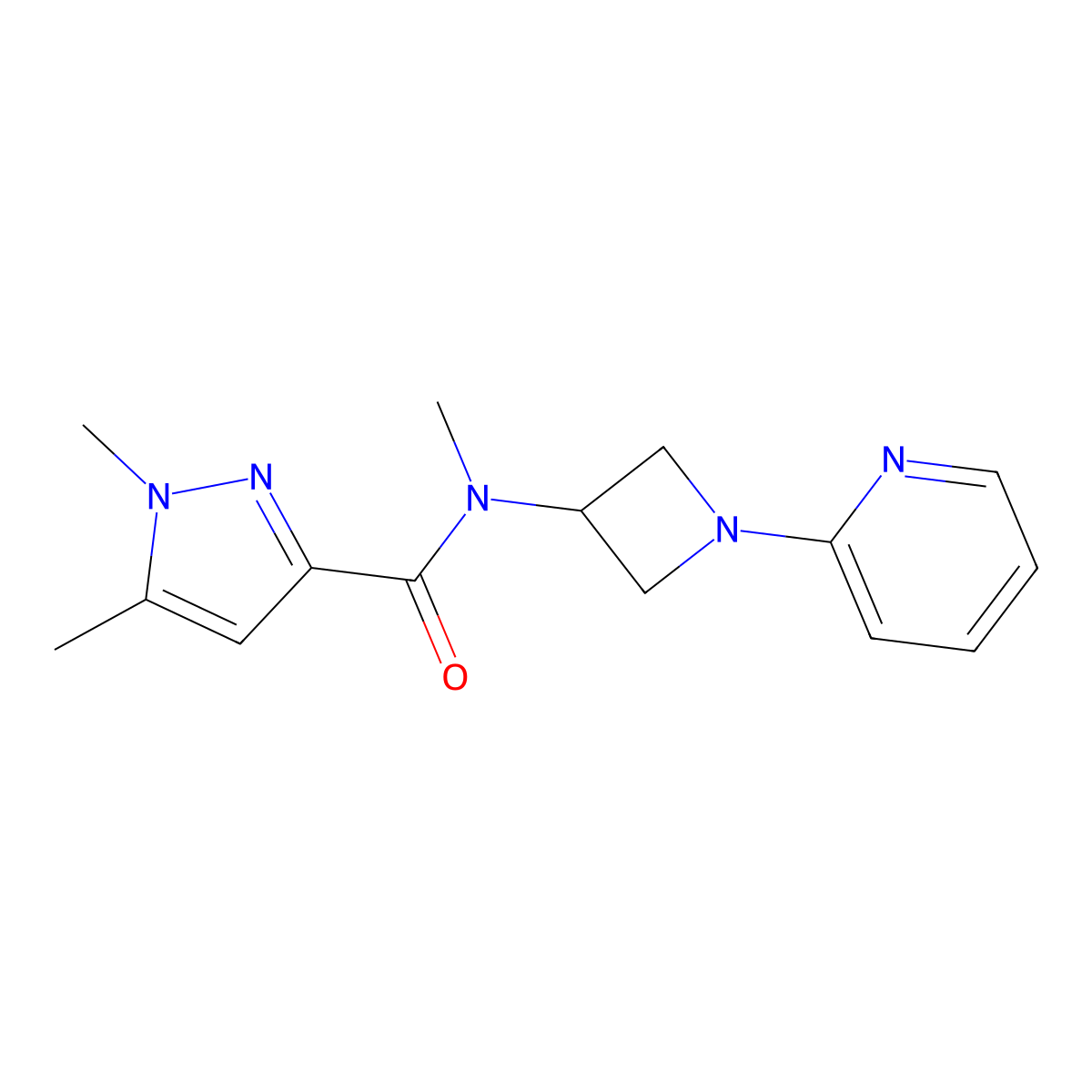 N,1,5-trimethyl-N-[1-(pyridin-2-yl)azetidin-3-yl]-1H-pyrazole-3-carboxamide molecular structure, CAS 2415622-25-0