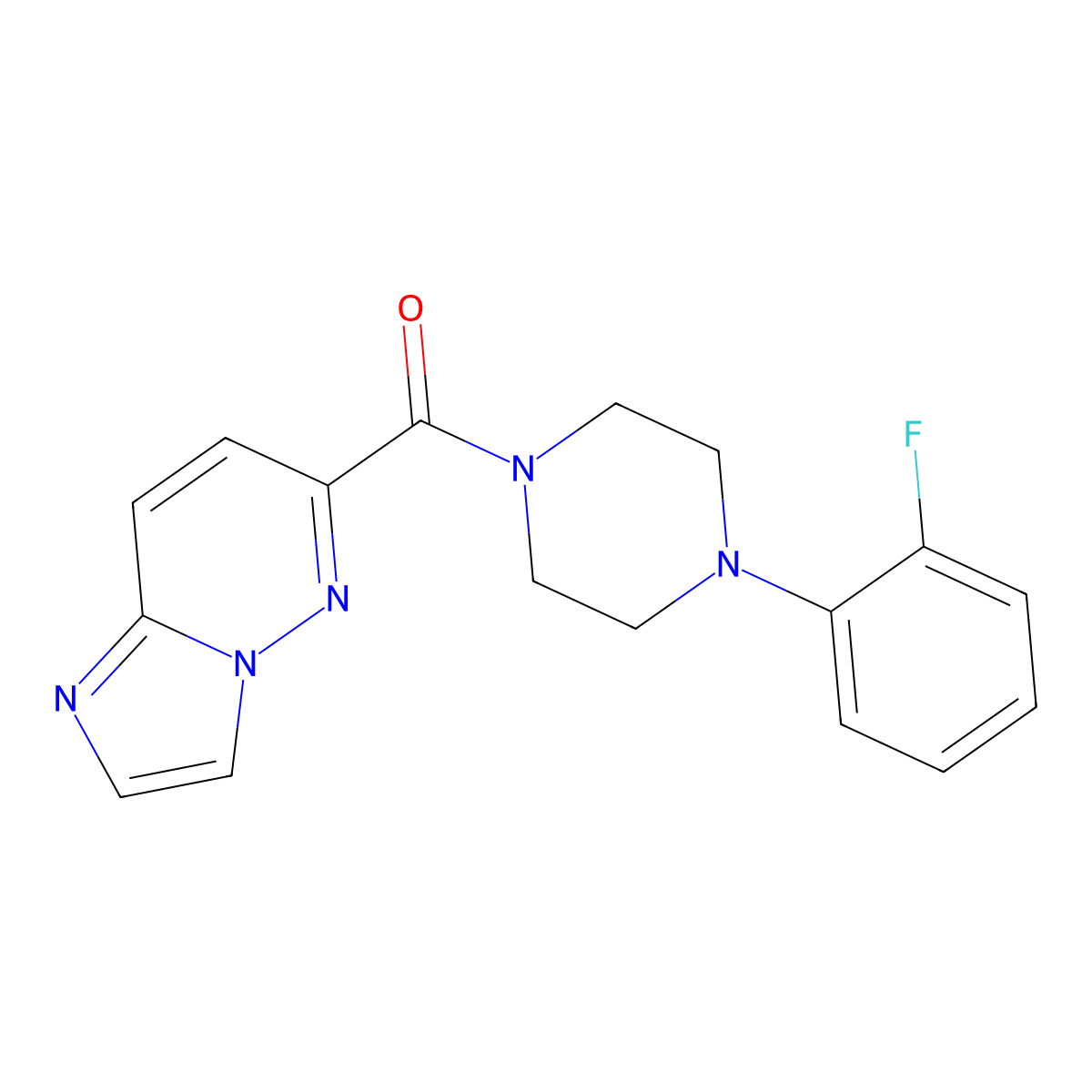 1-(2-Fluorophenyl)-4-{imidazo[1,2-b]pyridazine-6-carbonyl}piperazine molecular structure, CAS 2415622-27-2