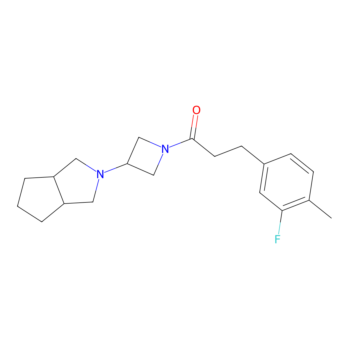 3-(3-Fluoro-4-methylphenyl)-1-(3-{octahydrocyclopenta[c]pyrrol-2-yl}azetidin-1-yl)propan-1-one molecular structure, CAS 2415622-30-7