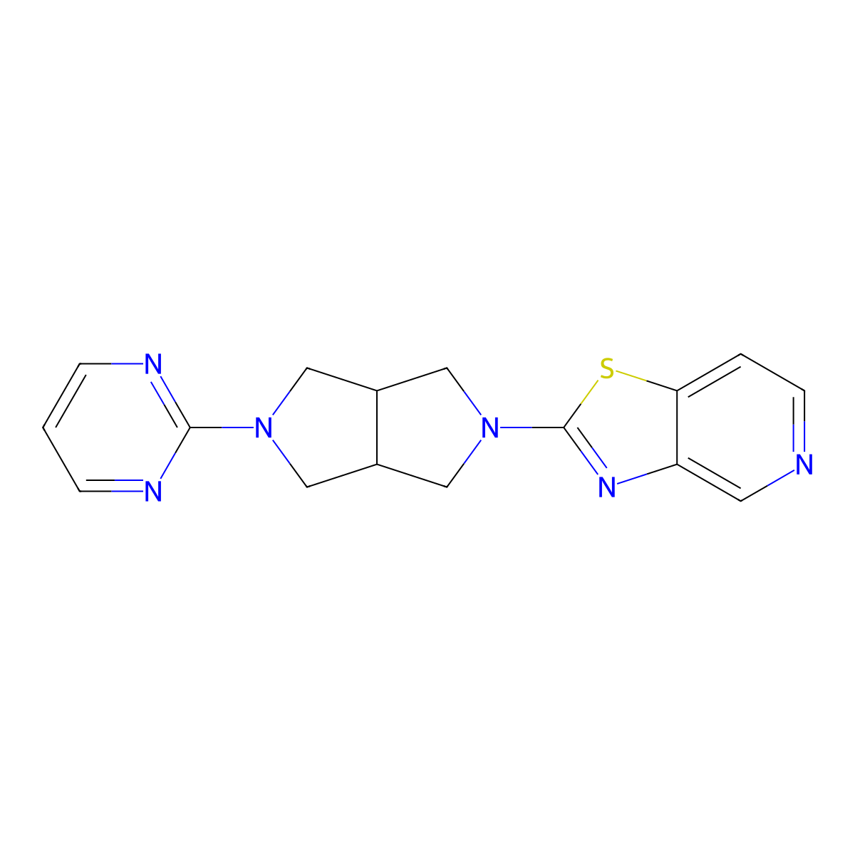 2-(5-{[1,3]Thiazolo[4,5-c]pyridin-2-yl}-octahydropyrrolo[3,4-c]pyrrol-2-yl)pyrimidine molecular structure, CAS 2415622-32-9