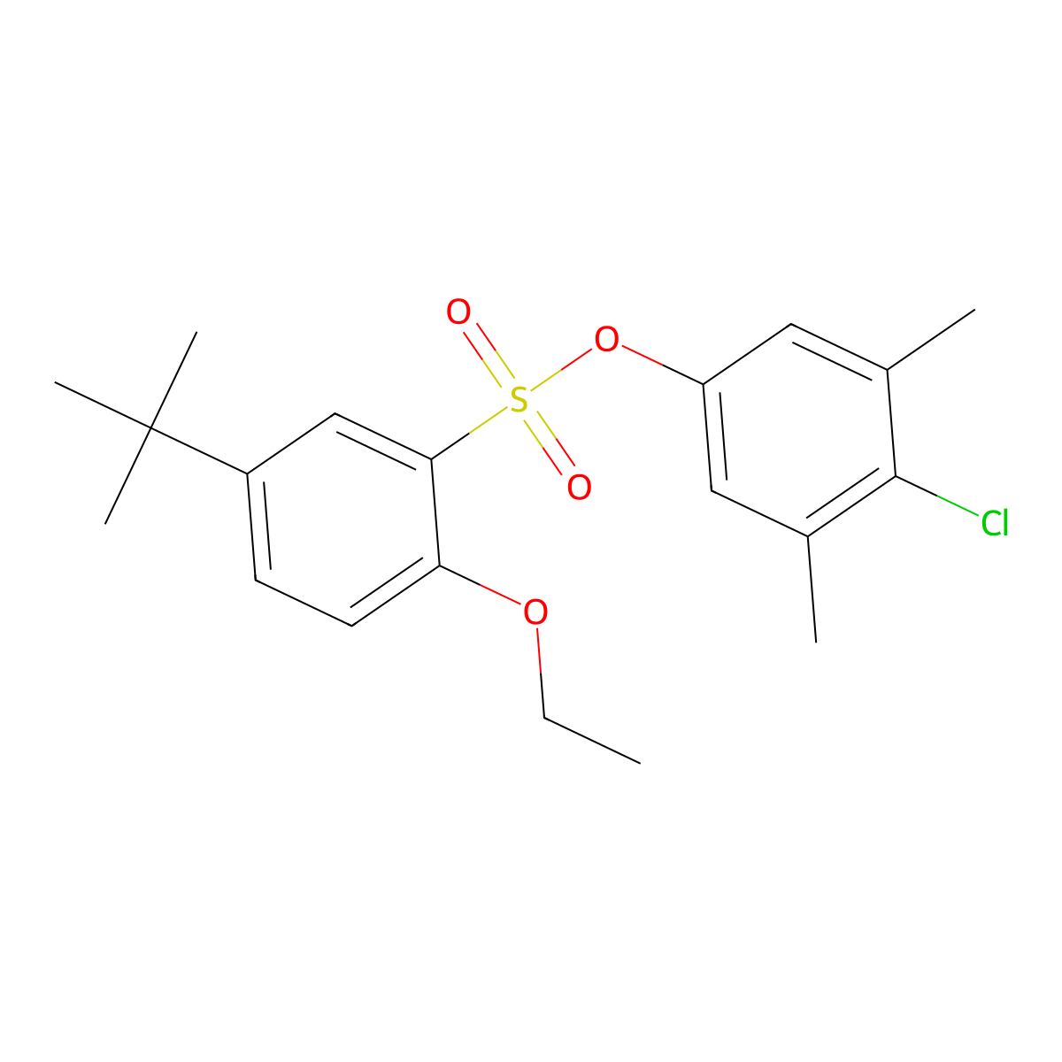 4-Chloro-3,5-dimethylphenyl 5-tert-butyl-2-ethoxybenzene-1-sulfonate molecular structure, CAS 2415622-35-2