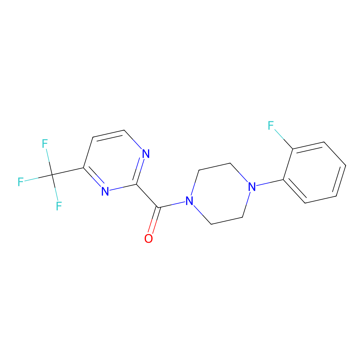 2-[4-(2-Fluorophenyl)piperazine-1-carbonyl]-4-(trifluoromethyl)pyrimidine molecular structure, CAS 2415622-41-0