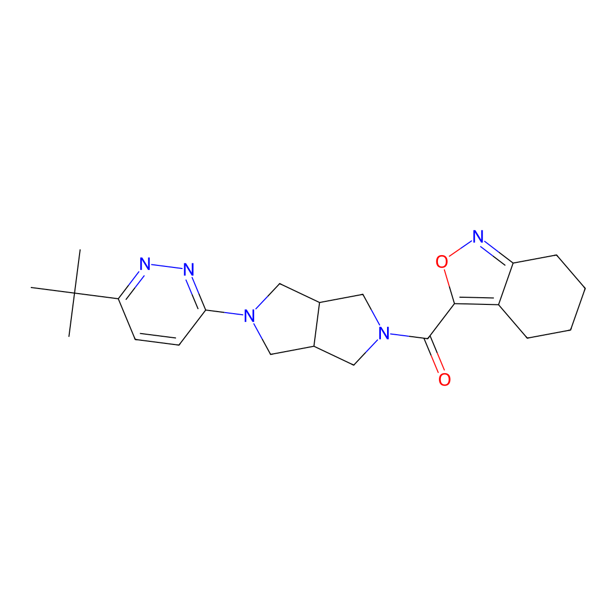 3-[5-(6-Tert-butylpyridazin-3-yl)-octahydropyrrolo[3,4-c]pyrrole-2-carbonyl]-4,5,6,7-tetrahydro-2,1-benzoxazole molecular structure, CAS 2415622-43-2