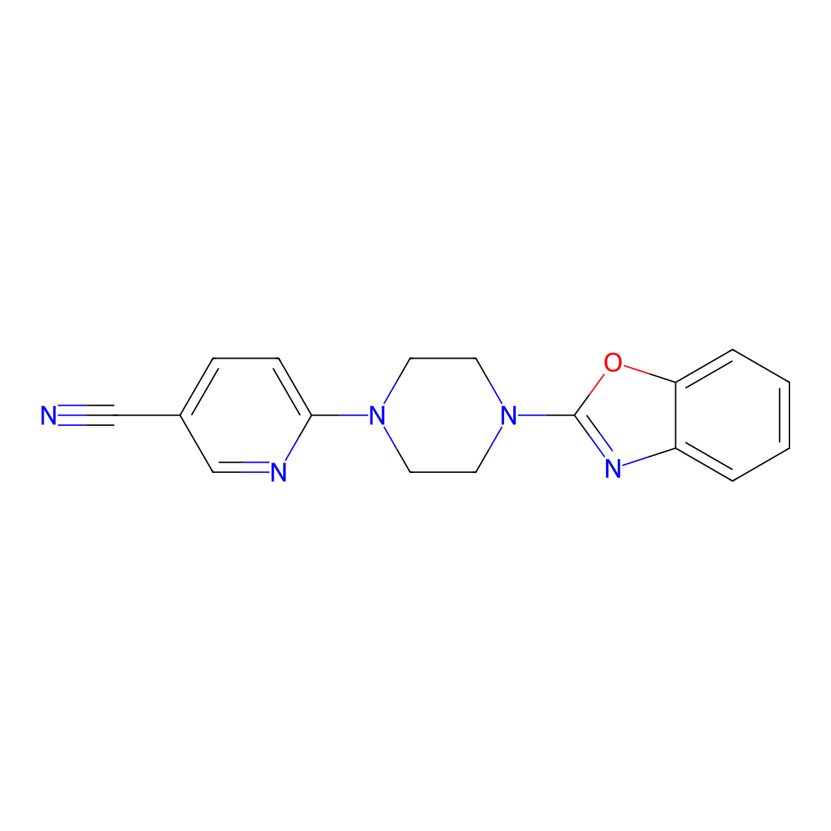 6-[4-(1,3-Benzoxazol-2-yl)piperazin-1-yl]pyridine-3-carbonitrile molecular structure, CAS 2415622-53-4