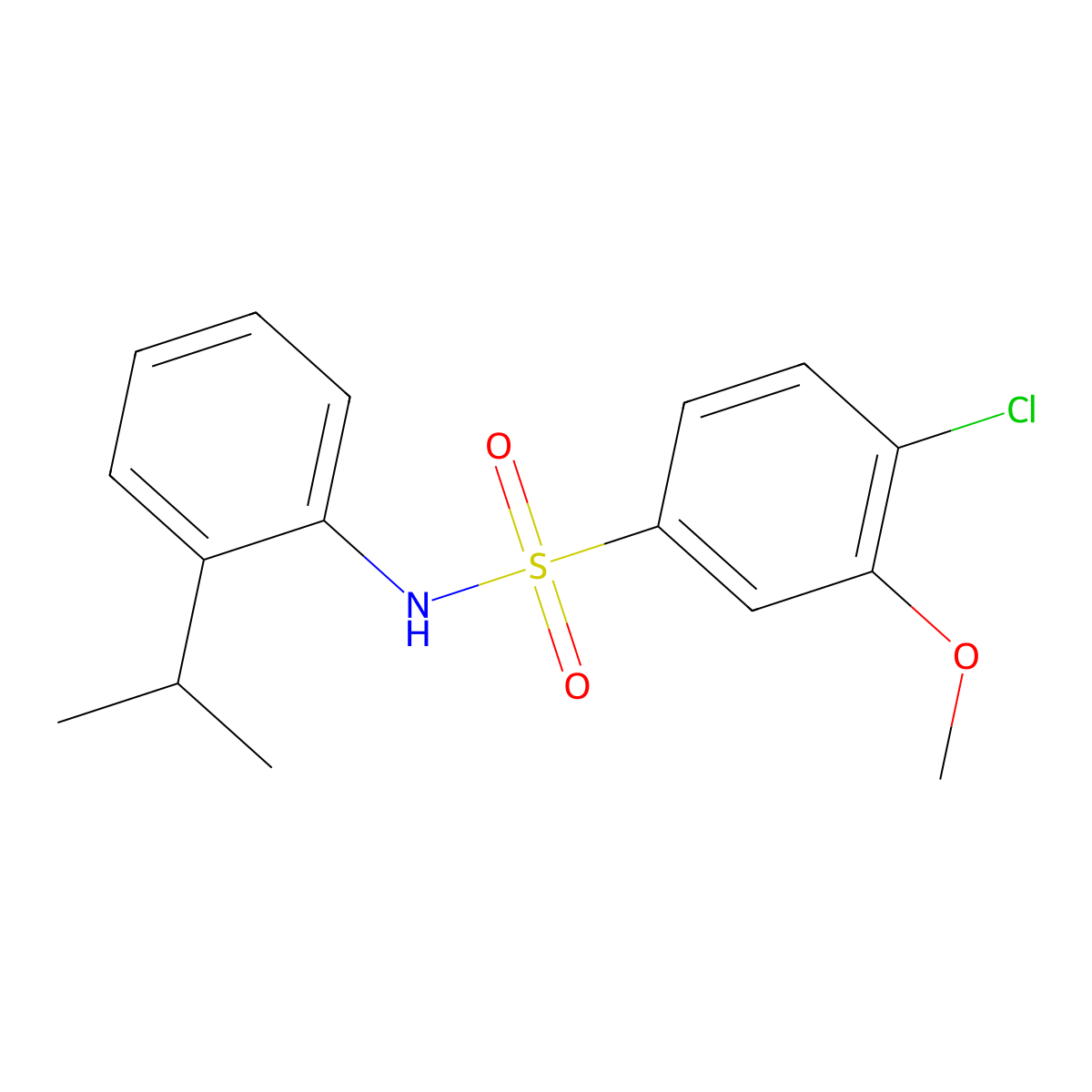 4-chloro-3-methoxy-N-[2-(propan-2-yl)phenyl]benzene-1-sulfonamide molecular structure, CAS 2415622-56-7