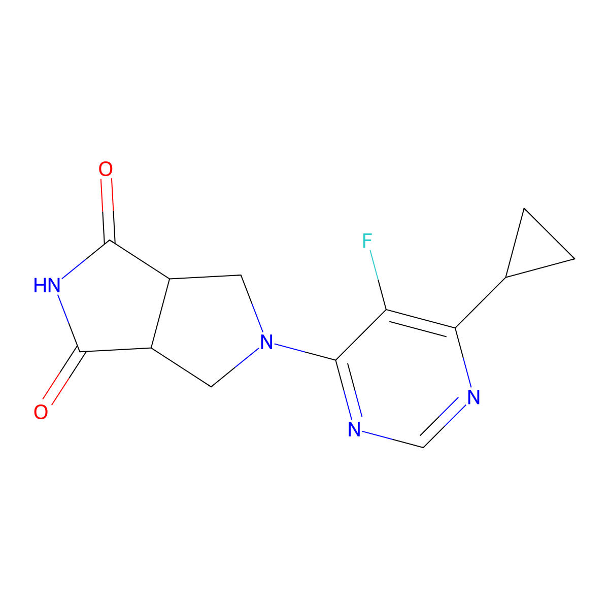 5-(6-Cyclopropyl-5-fluoropyrimidin-4-yl)-octahydropyrrolo[3,4-c]pyrrole-1,3-dione molecular structure, CAS 2415622-57-8
