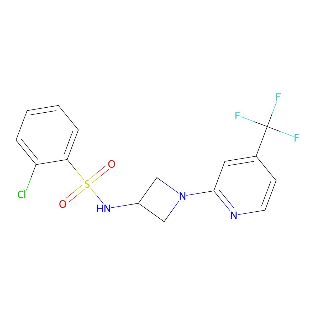 2-chloro-N-{1-[4-(trifluoromethyl)pyridin-2-yl]azetidin-3-yl}benzene-1-sulfonamide molecular structure, CAS 2415622-58-9