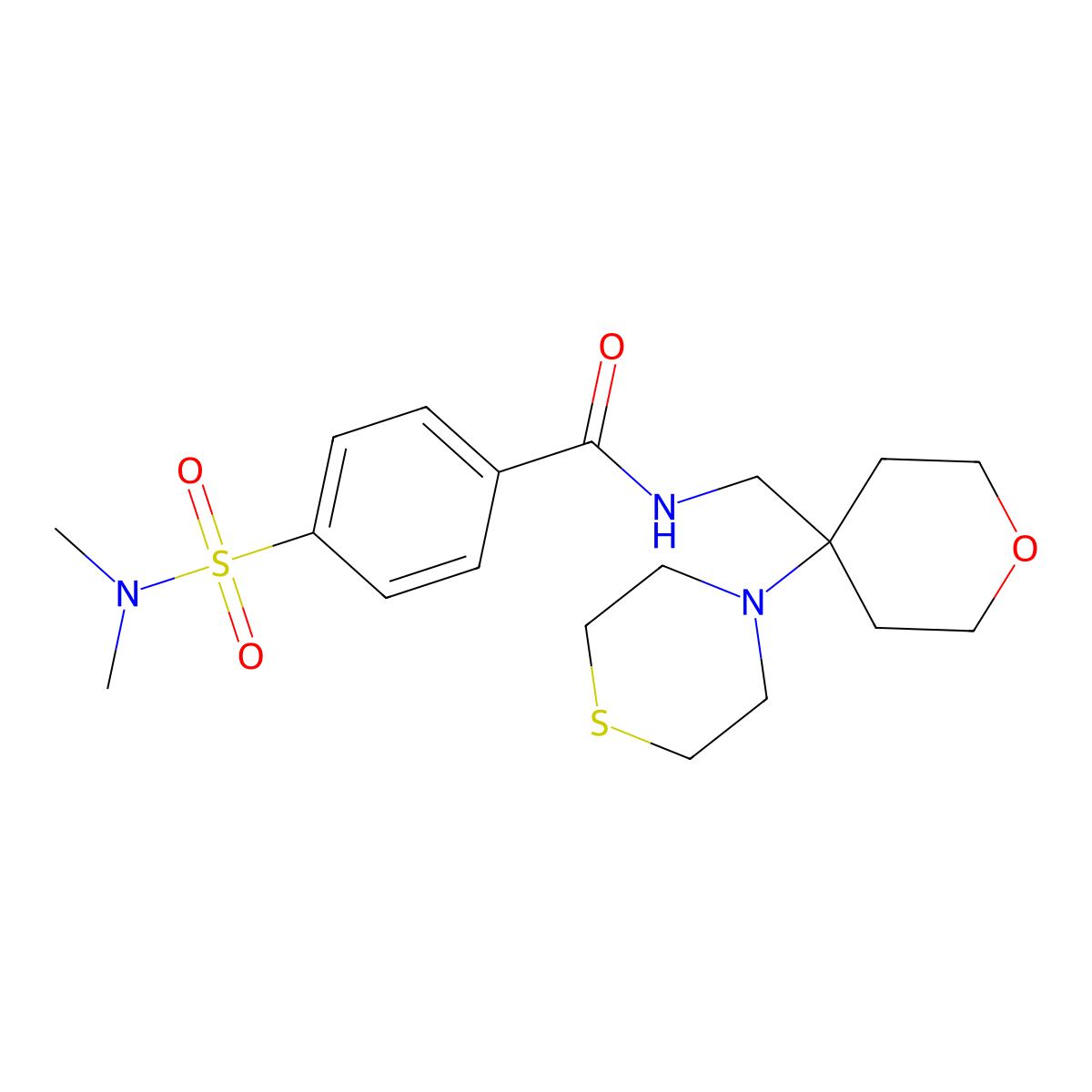 4-(dimethylsulfamoyl)-N-{[4-(thiomorpholin-4-yl)oxan-4-yl]methyl}benzamide molecular structure, CAS 2415622-60-3