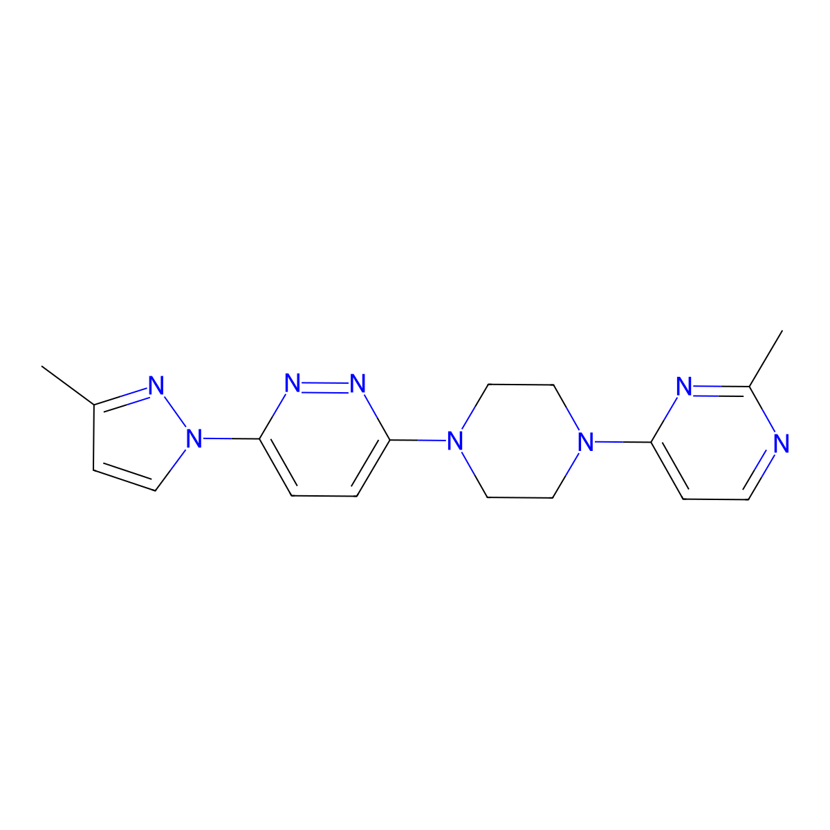 3-(3-methyl-1H-pyrazol-1-yl)-6-[4-(2-methylpyrimidin-4-yl)piperazin-1-yl]pyridazine molecular structure, CAS 2415622-63-6