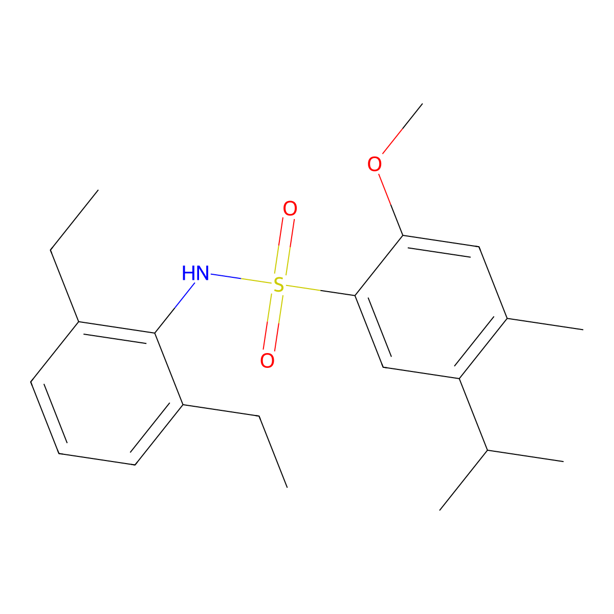 N-(2,6-diethylphenyl)-2-methoxy-4-methyl-5-(propan-2-yl)benzene-1-sulfonamide molecular structure, CAS 2415622-65-8