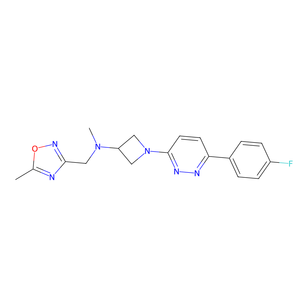 1-[6-(4-Fluorophenyl)pyridazin-3-yl]-N-methyl-N-[(5-methyl-1,2,4-oxadiazol-3-yl)methyl]azetidin-3-amine molecular structure, CAS 2415622-68-1