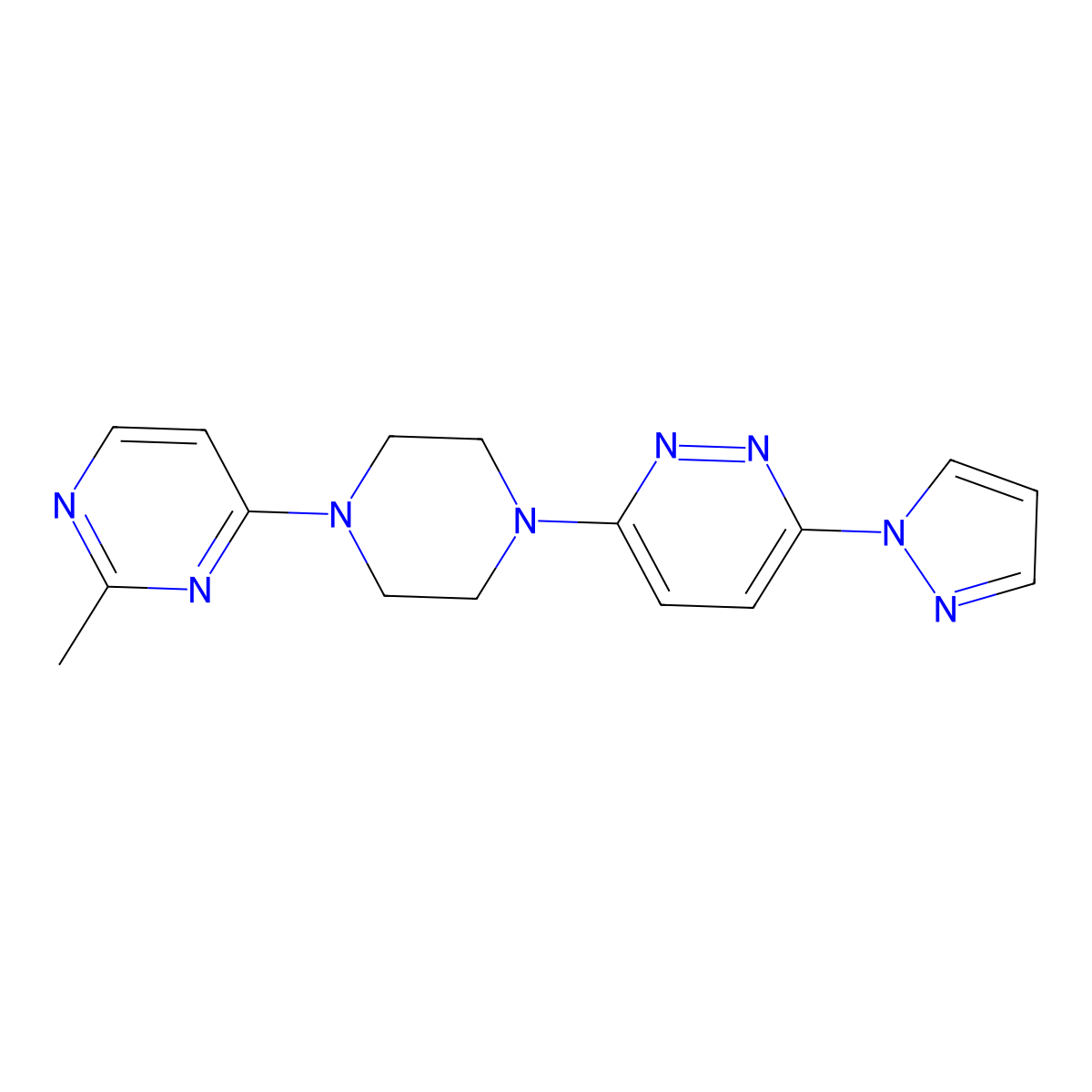3-[4-(2-methylpyrimidin-4-yl)piperazin-1-yl]-6-(1H-pyrazol-1-yl)pyridazine molecular structure, CAS 2415622-71-6